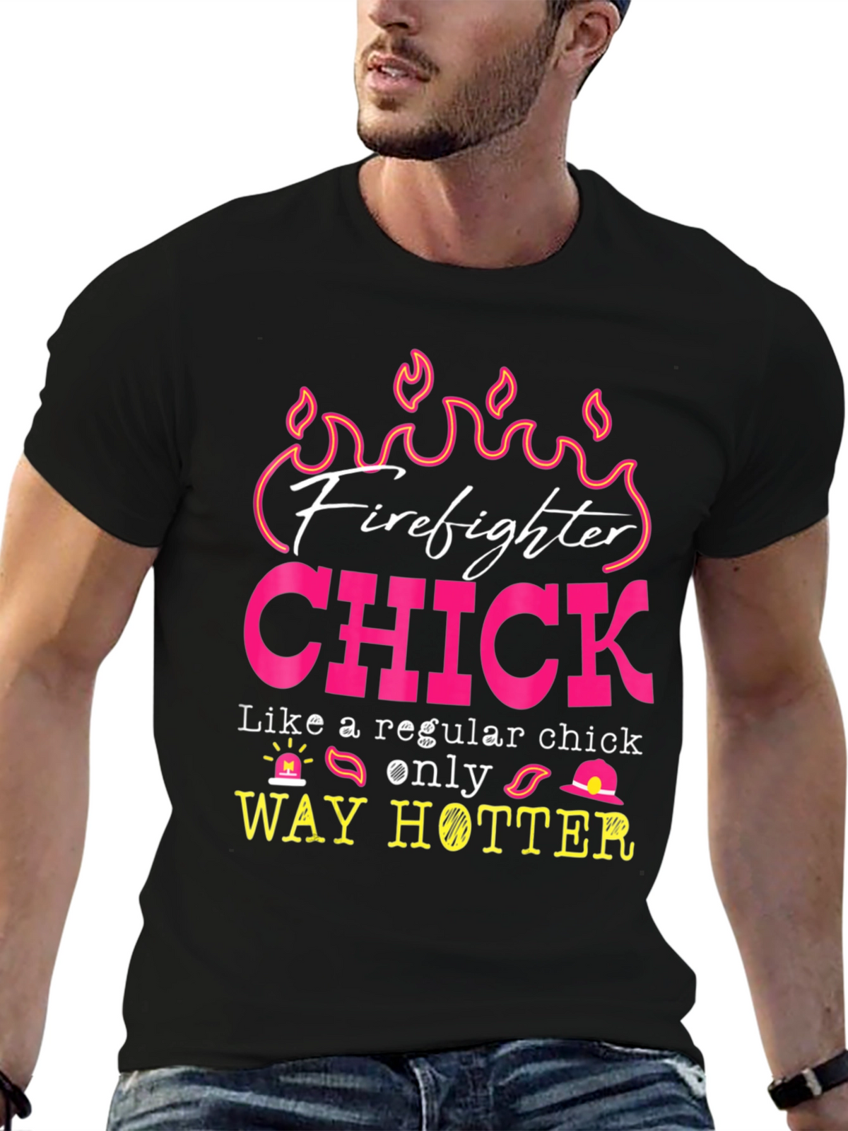 Firefighter Chick Graphic Tee - Hot Firefighter Design