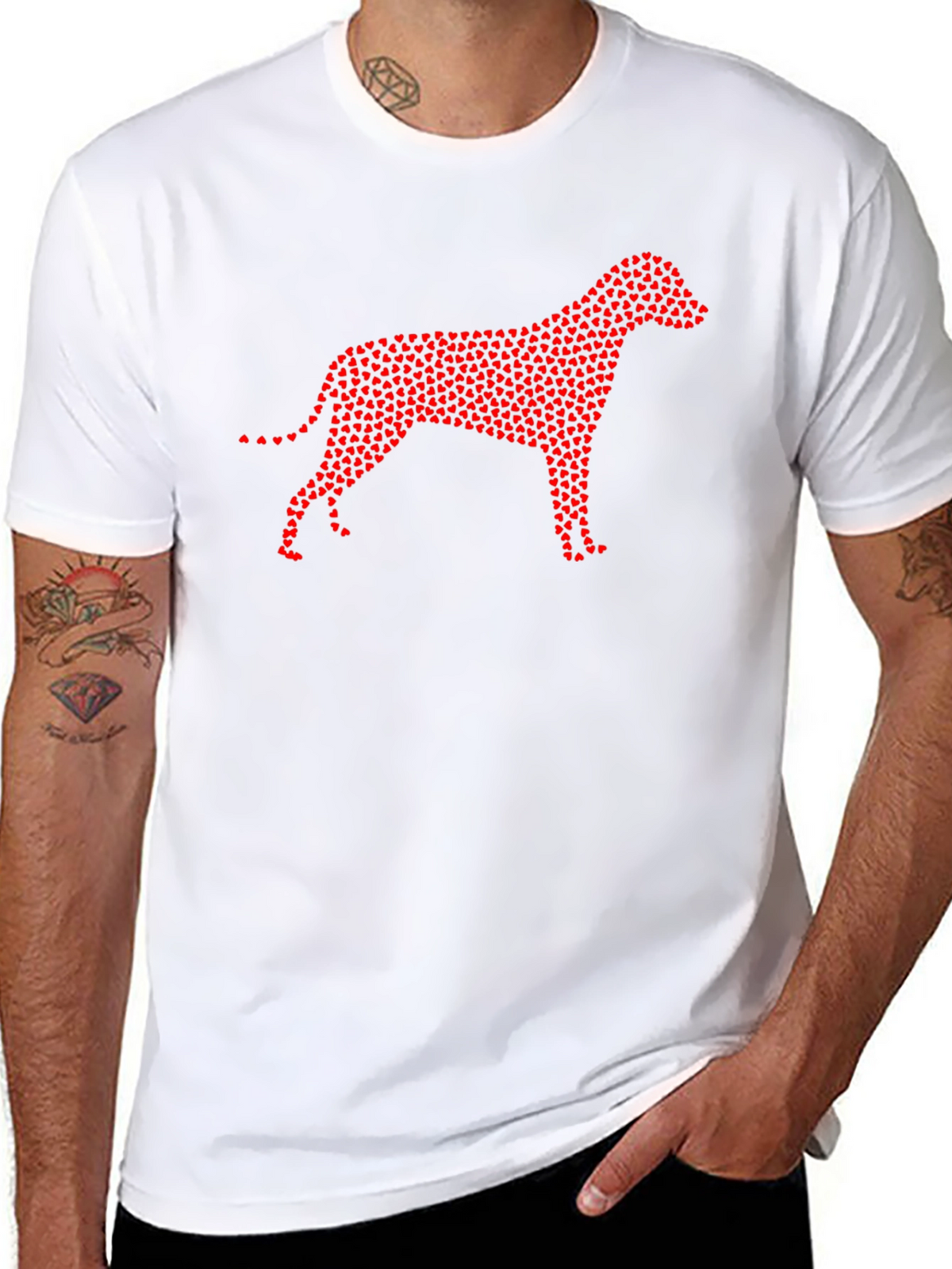 Heart Dog Graphic Tee - Black Crew Neck