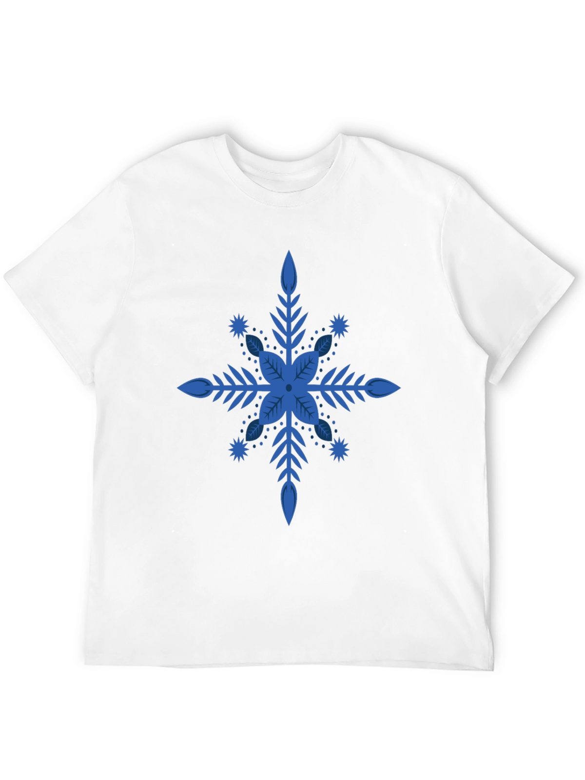 Blue Snowflake Graphic Black T-Shirt