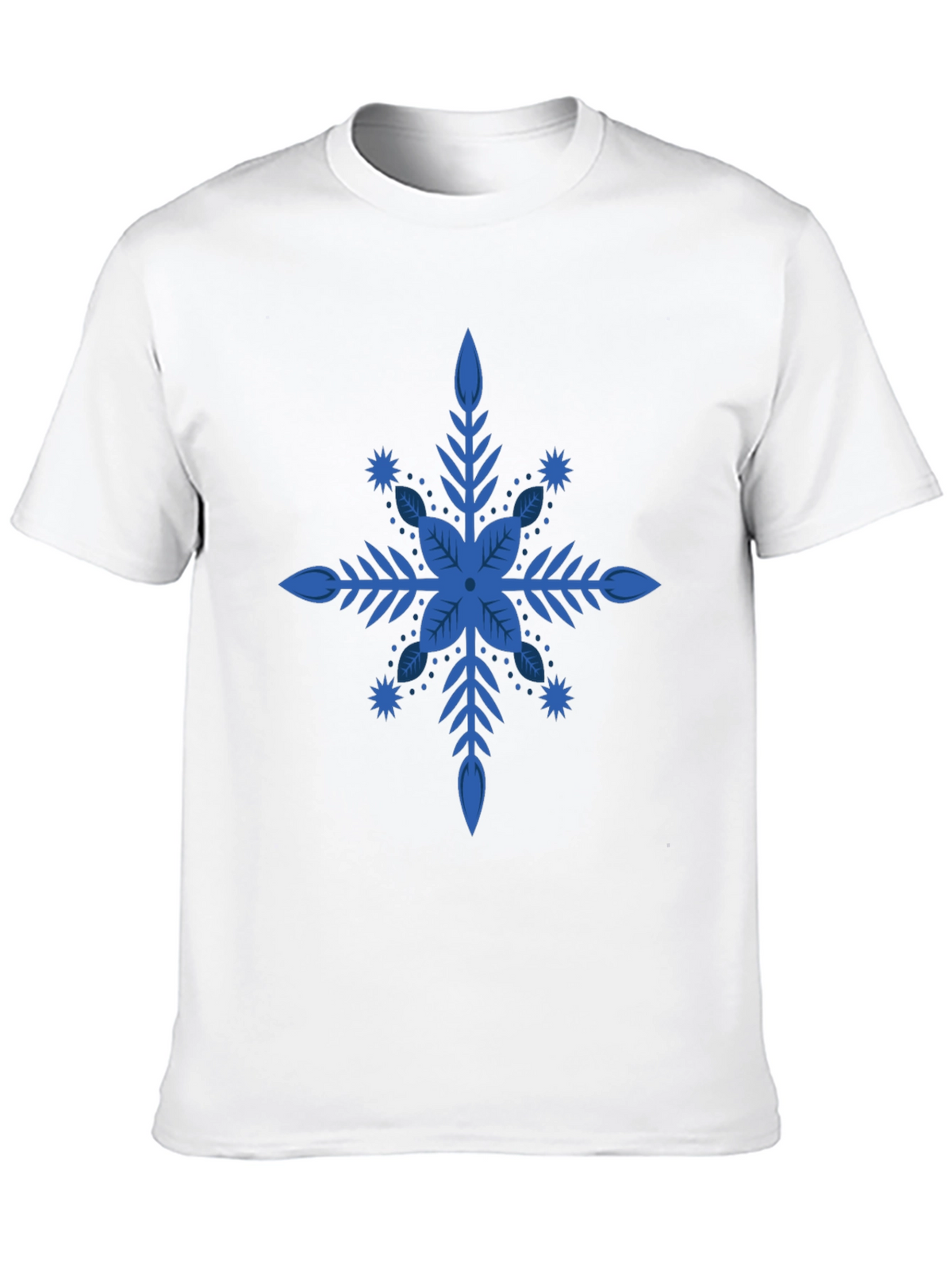 Blue Snowflake Graphic Black T-Shirt