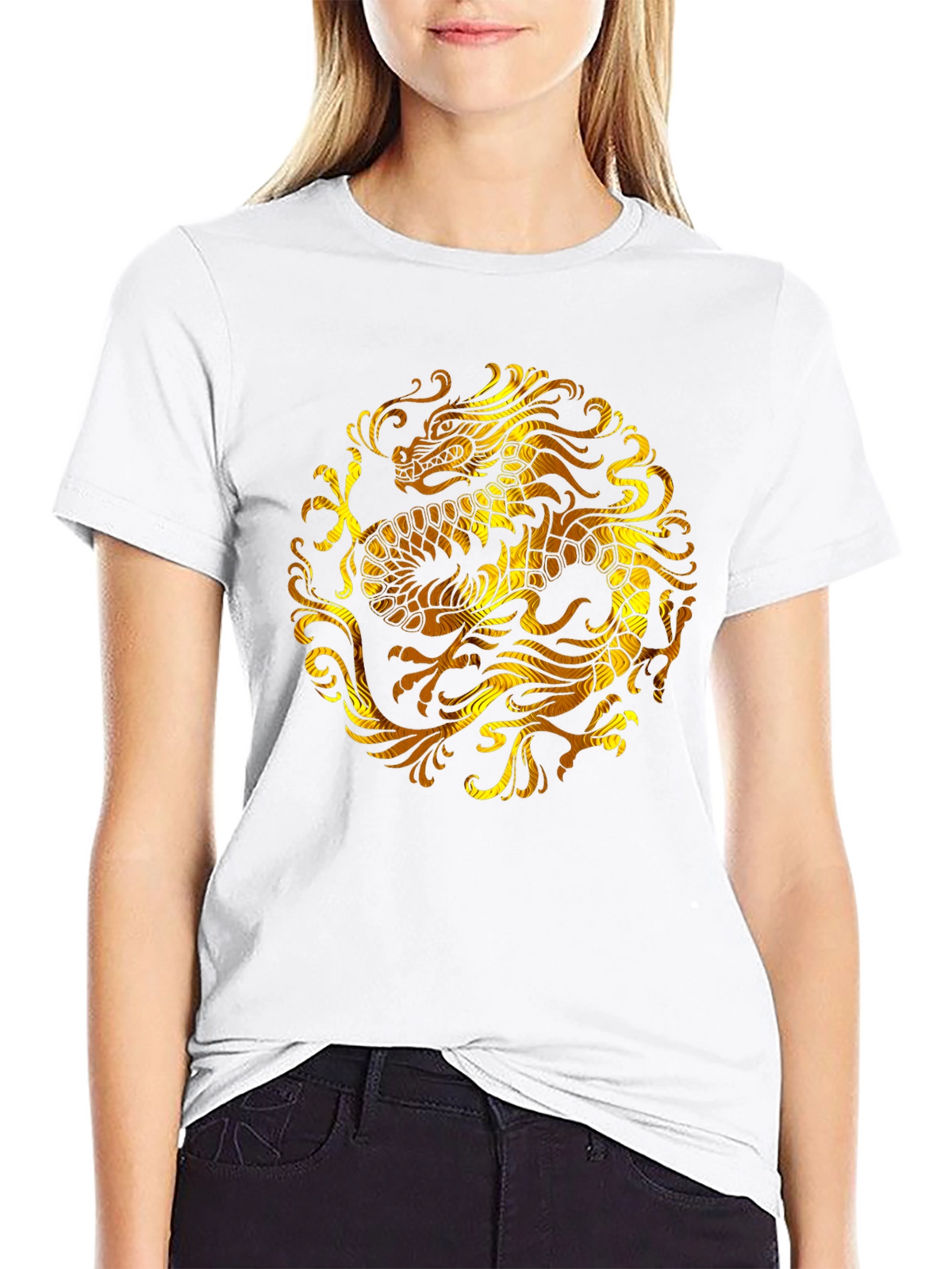 Golden Dragon Graphic Black T-Shirt