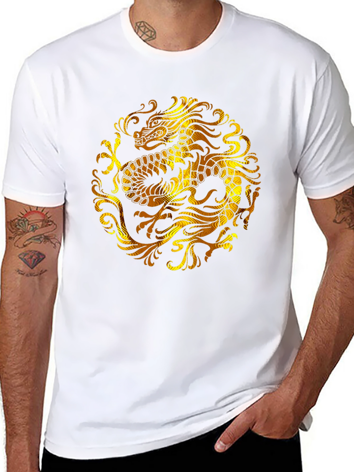Golden Dragon Graphic Black T-Shirt