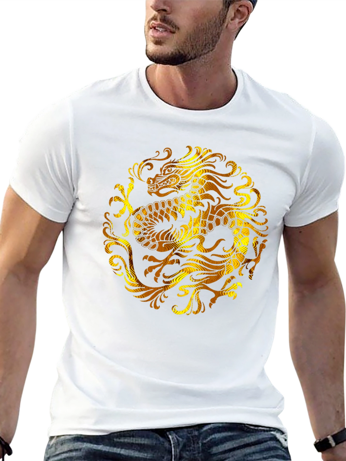 Golden Dragon Graphic Black T-Shirt
