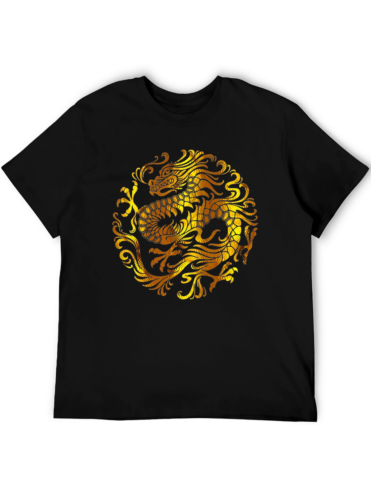 Golden Dragon Graphic Black T-Shirt