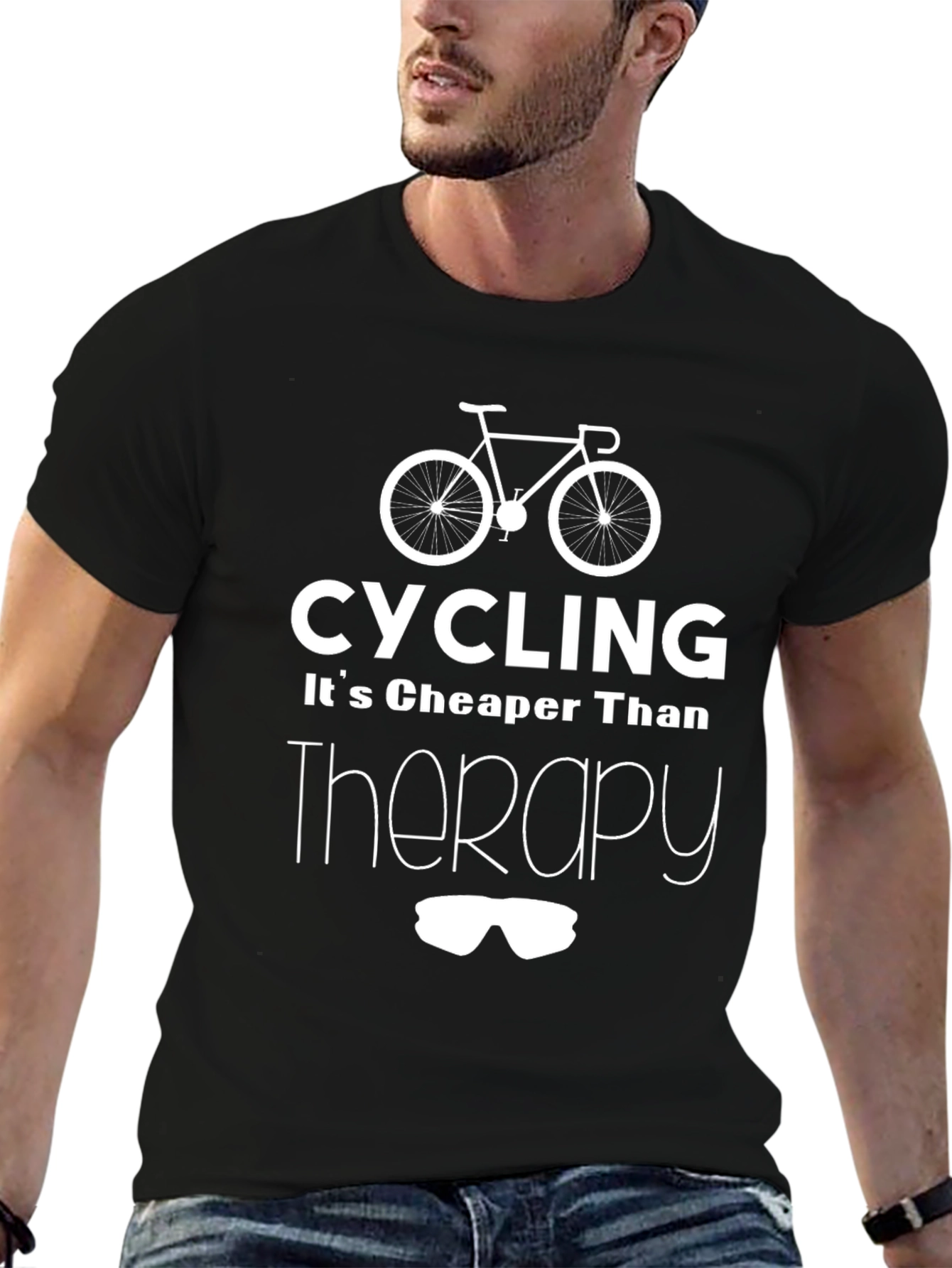 Cycling Cheaper Than Therapy Black T-Shirt