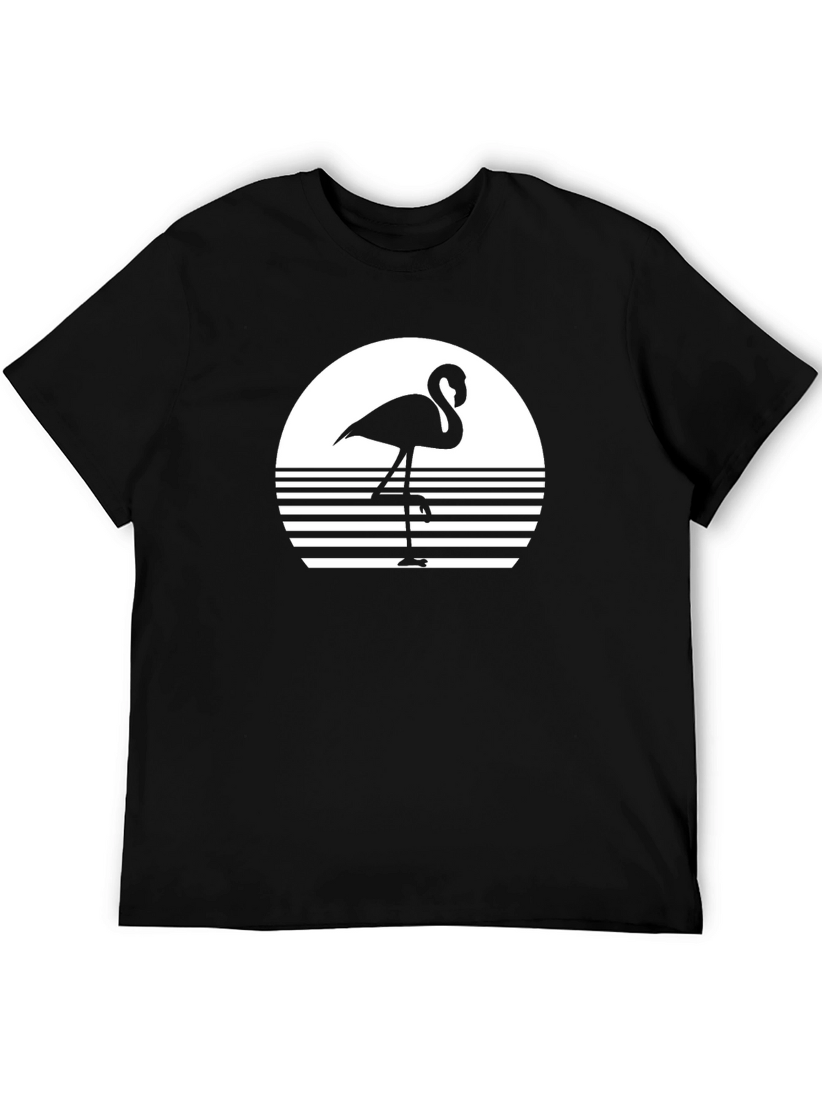 Flamingo Sunset Graphic Tee - Black