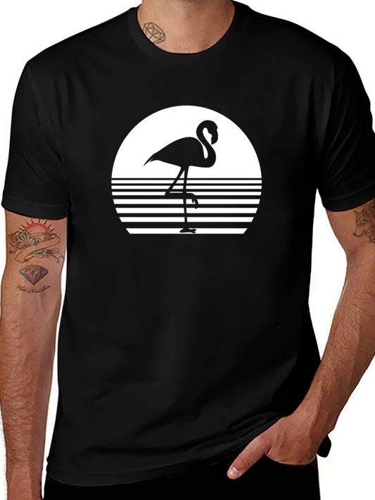 Flamingo Sunset Graphic Tee - Black