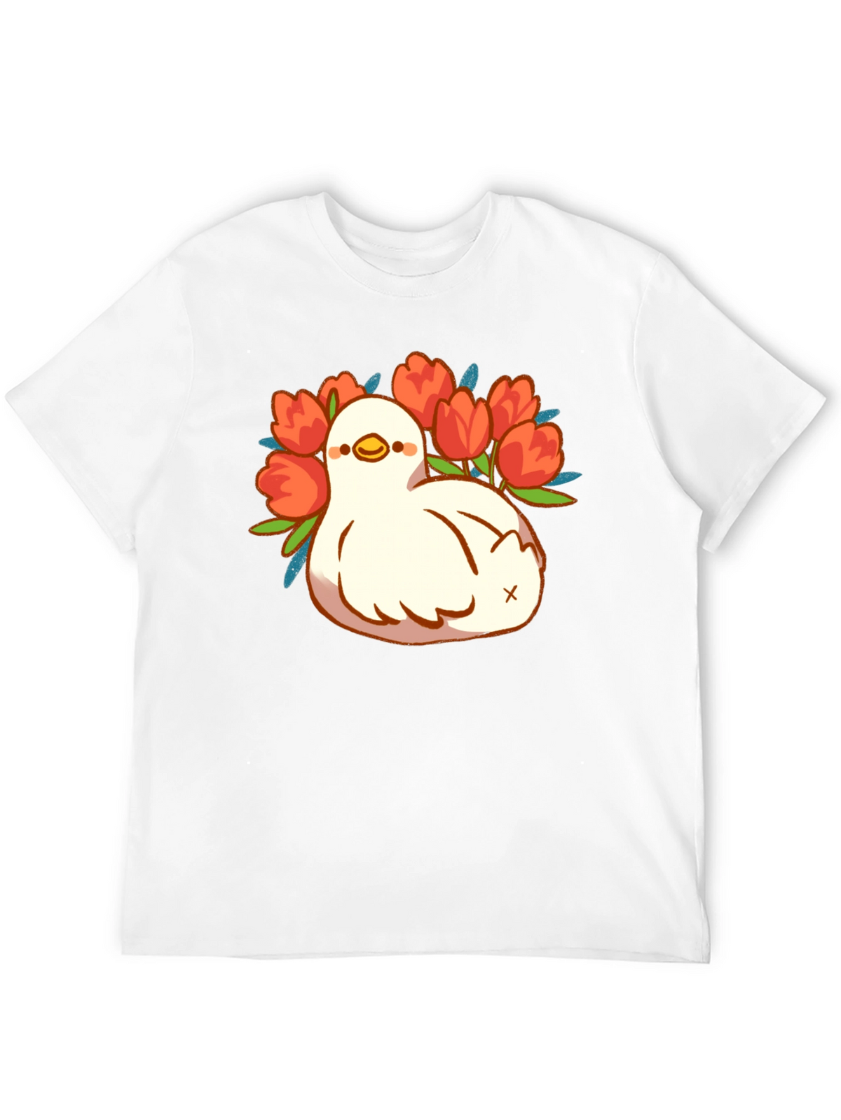 Duck and Tulips Graphic Tee - Black Unisex T-Shirt