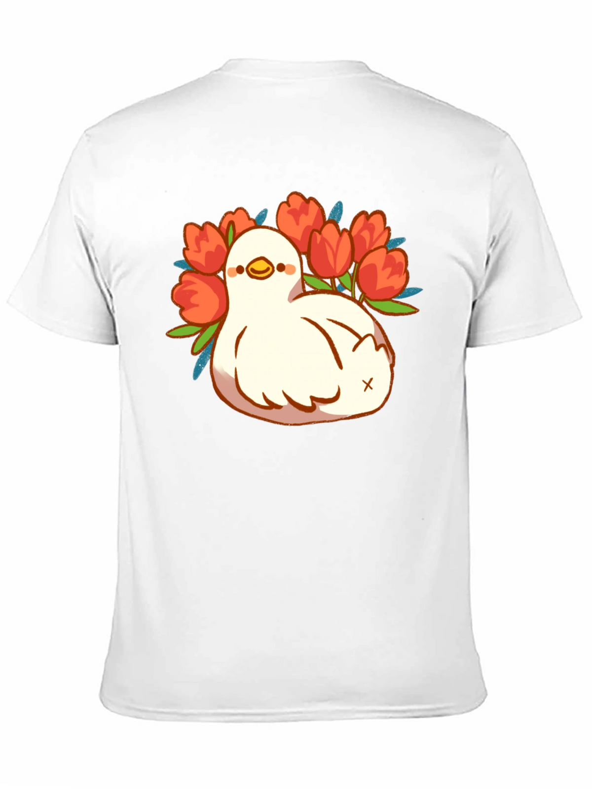 Duck and Tulips Graphic Tee - Black Unisex T-Shirt