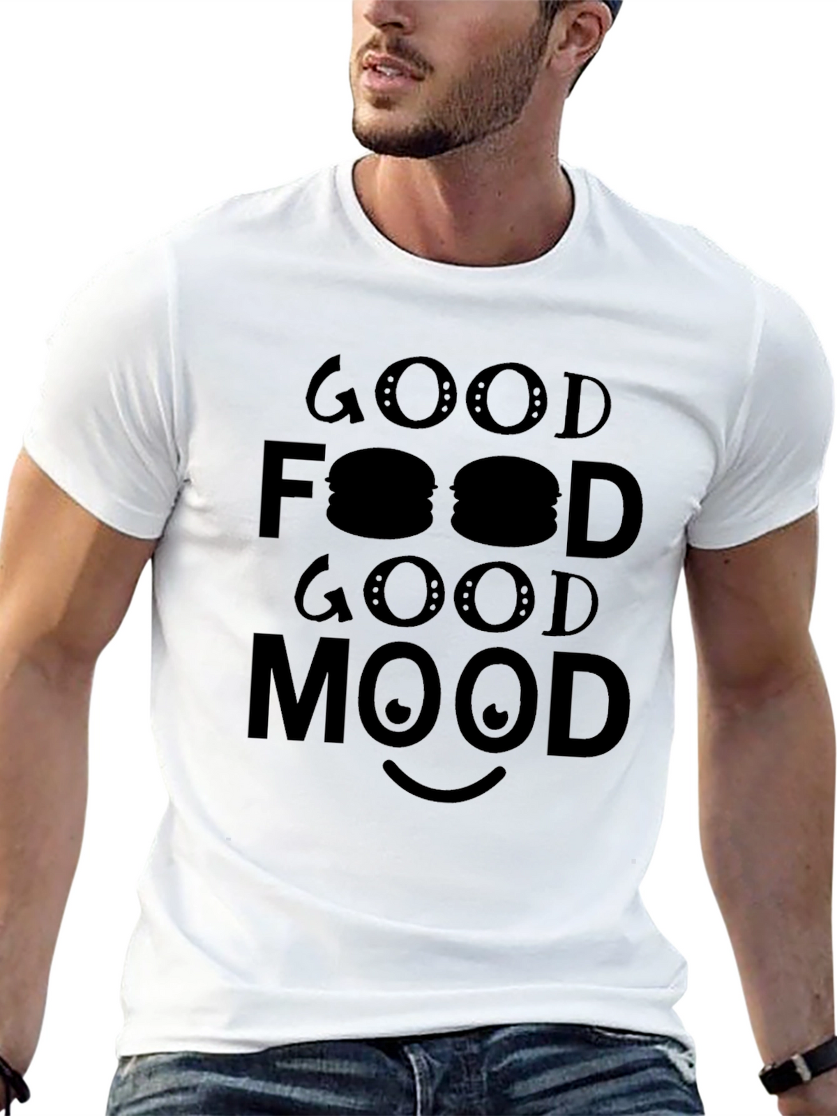 Good Food Good Mood Graphic Tee - Black