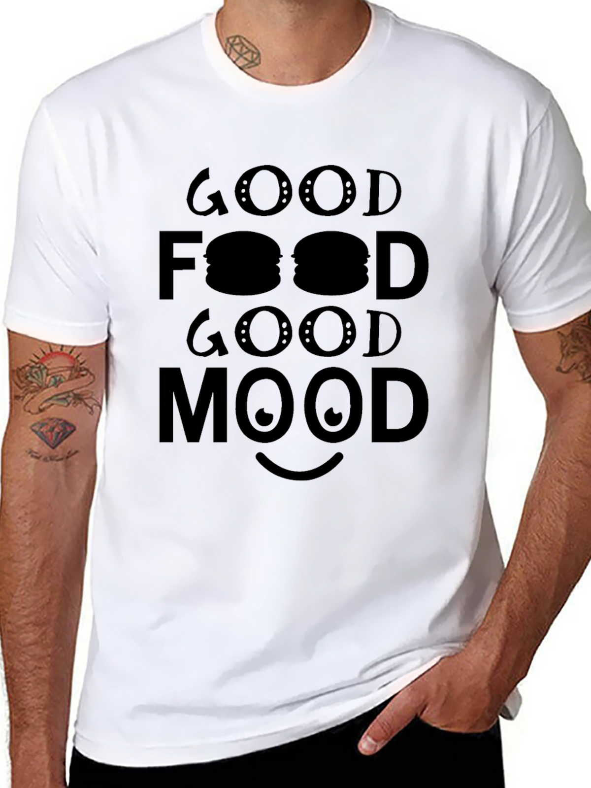 Good Food Good Mood Graphic Tee - Black