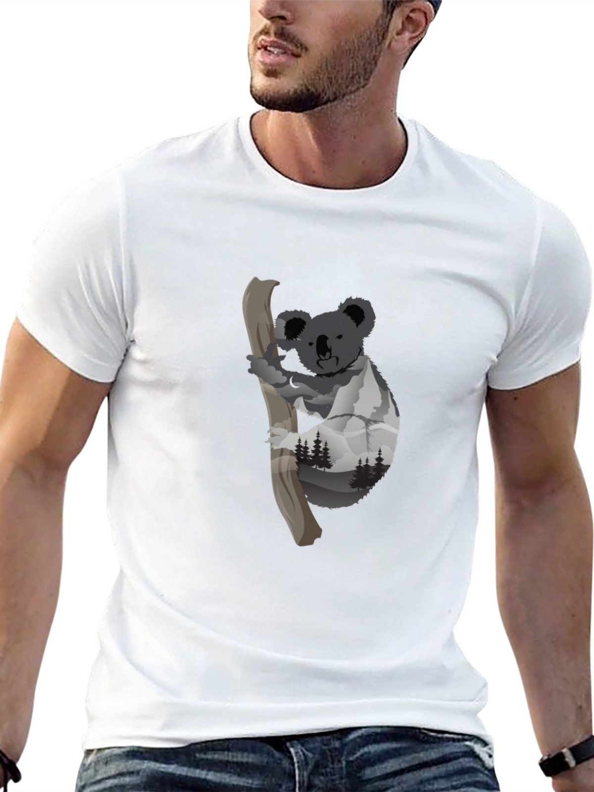 Koala Mountainscape Graphic Tee - Black