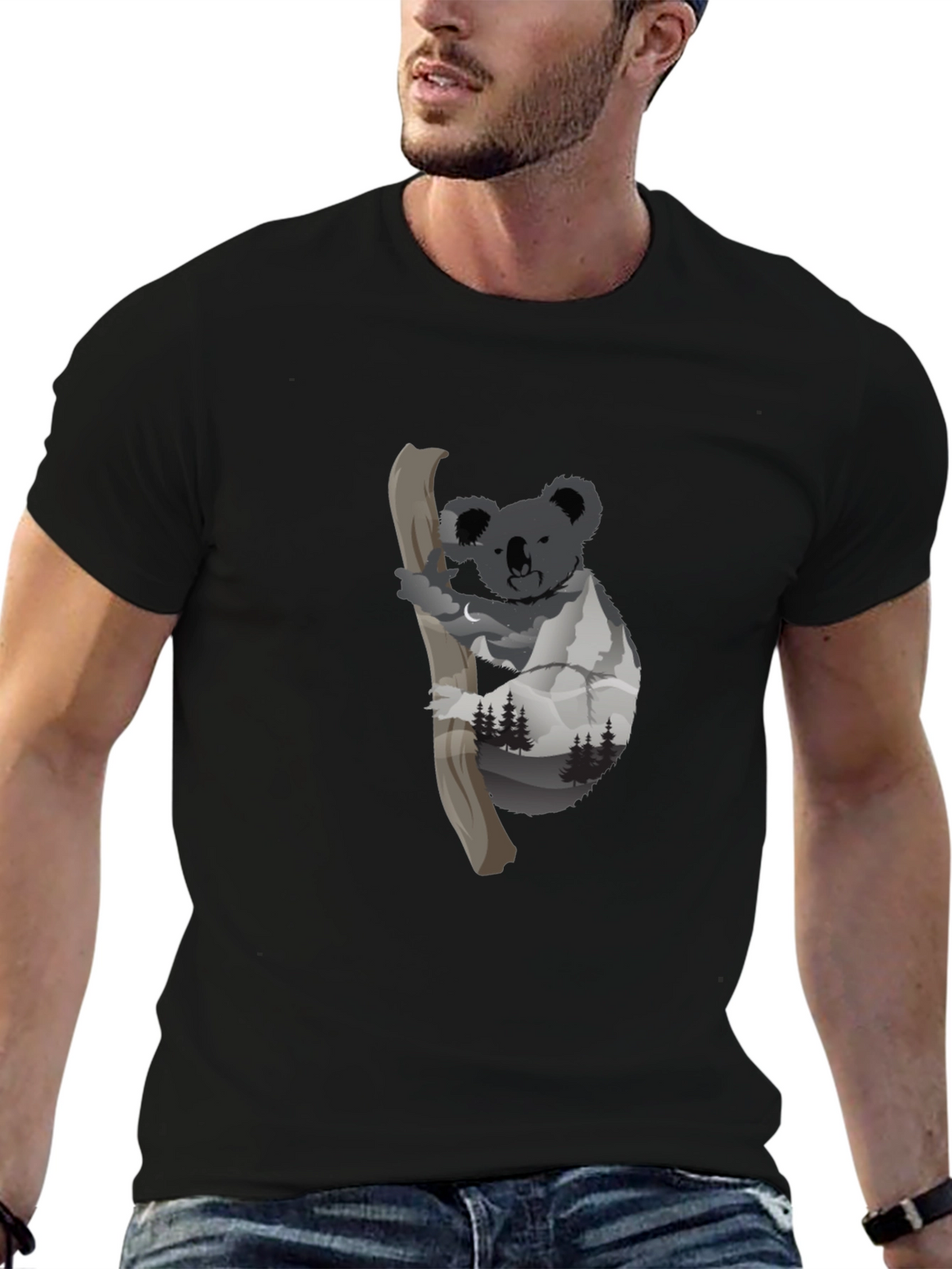 Koala Mountainscape Graphic Tee - Black