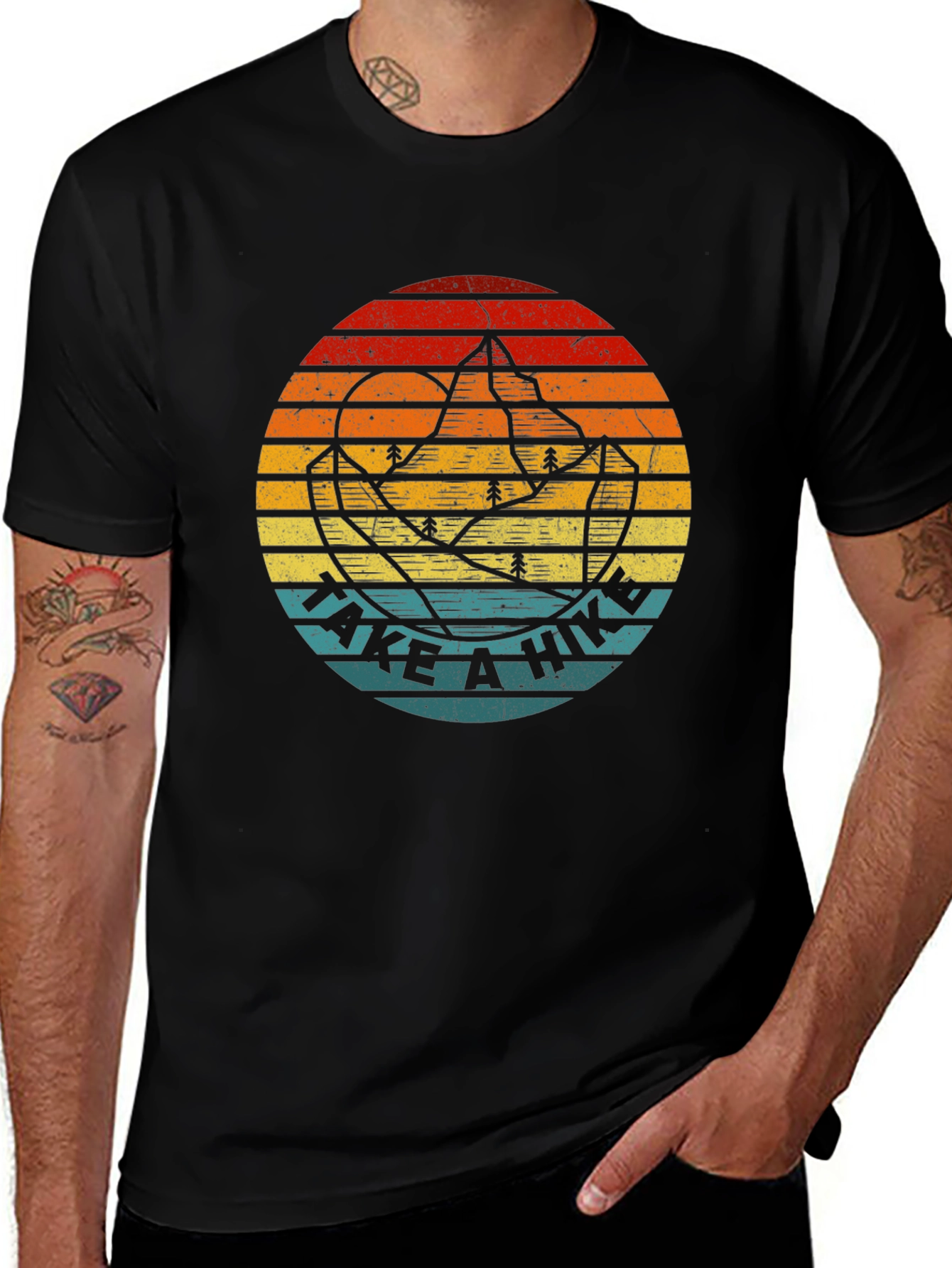 Retro Take A Hike Graphic Tee - Black