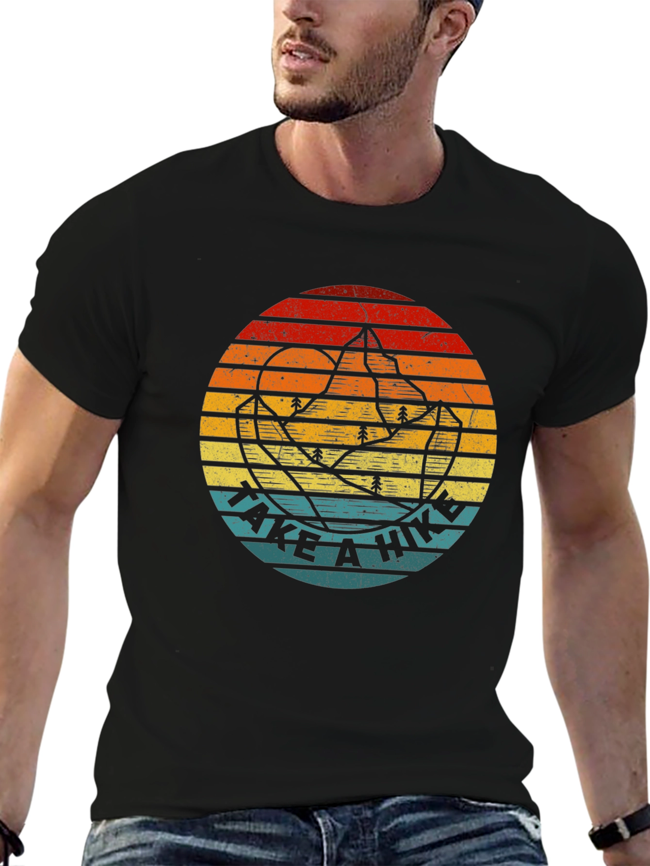 Retro Take A Hike Graphic Tee - Black
