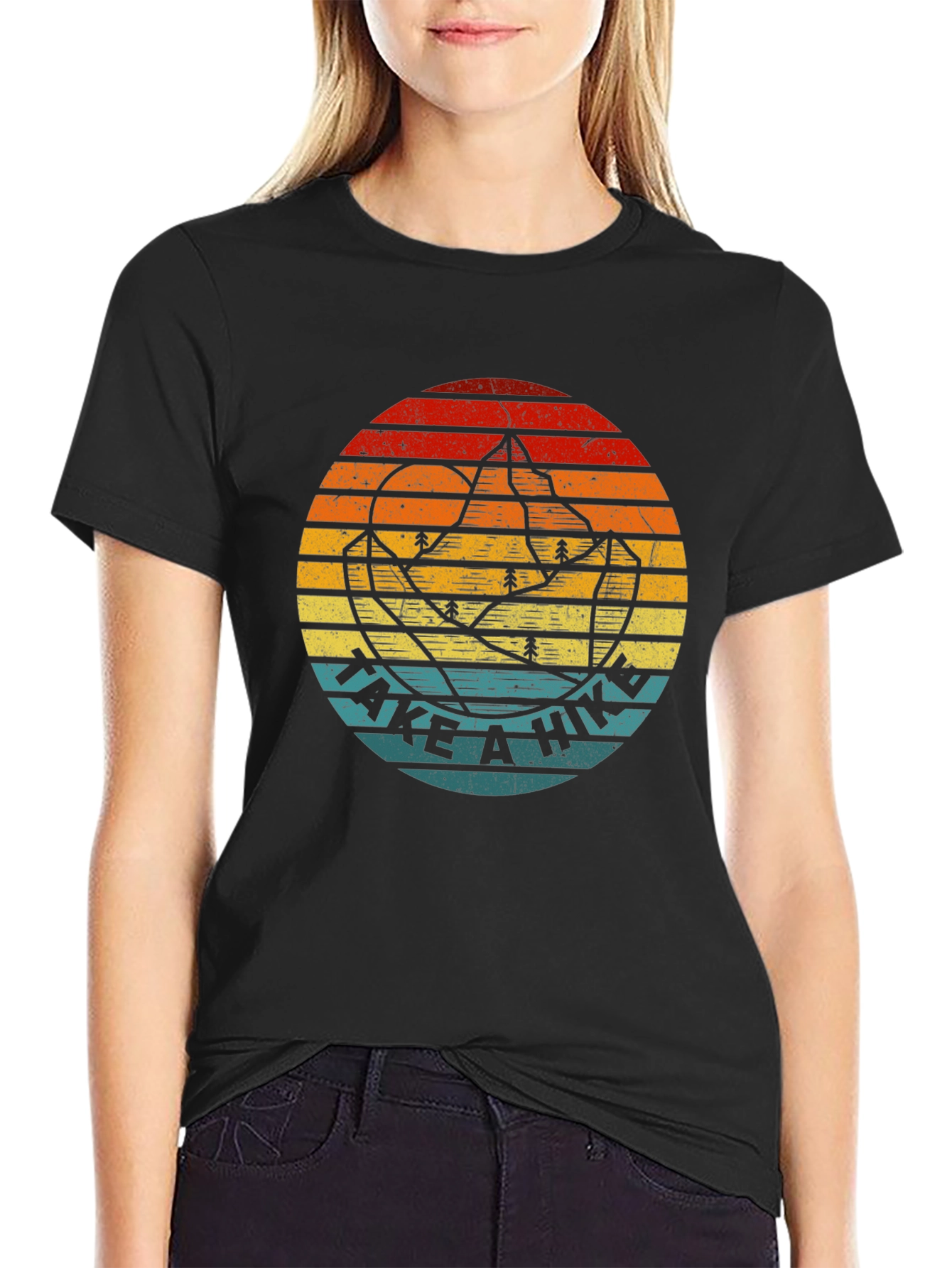Retro Take A Hike Graphic Tee - Black