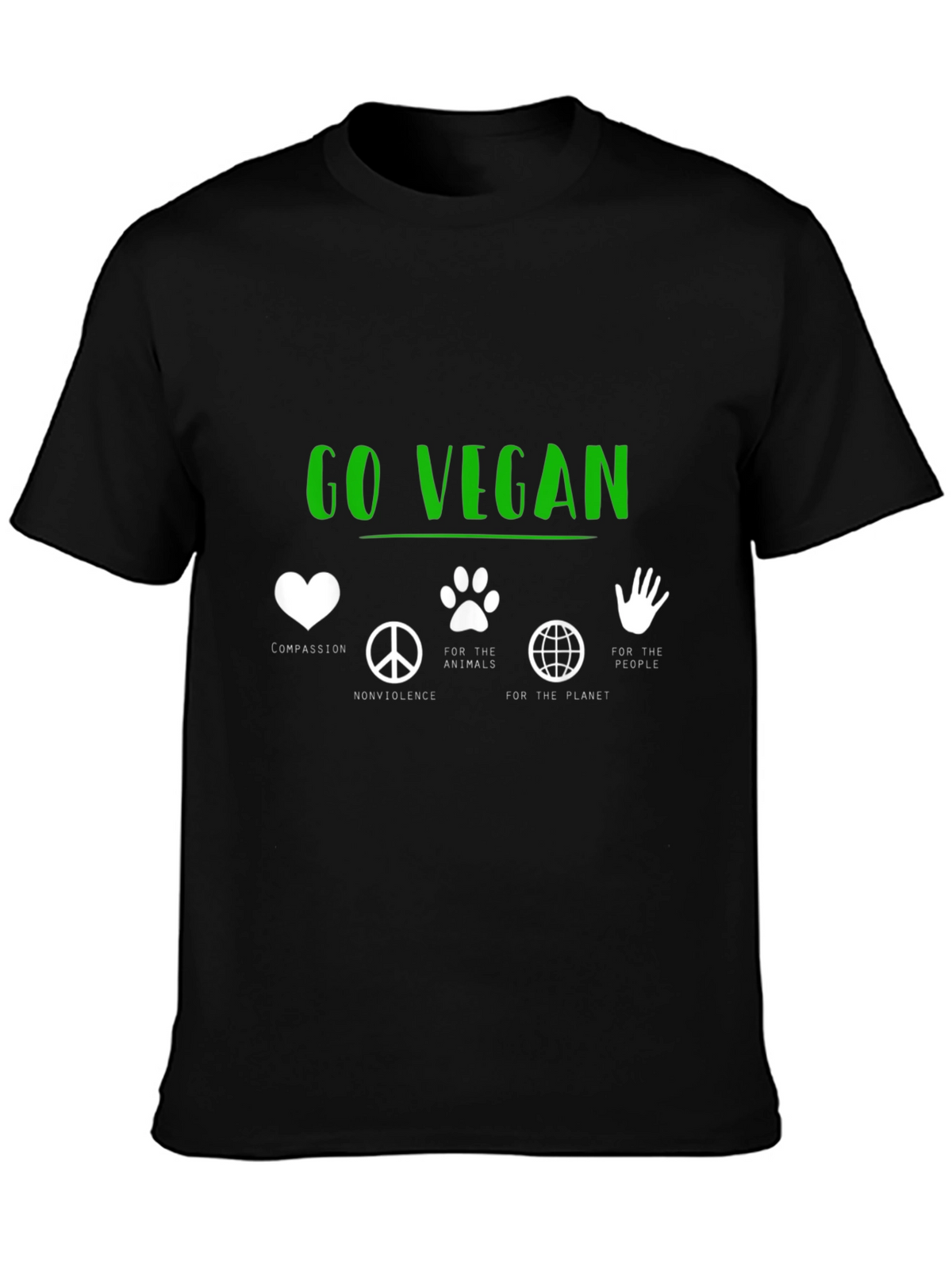 Go Vegan T-Shirt - Compassion Nonviolence Animals Planet People