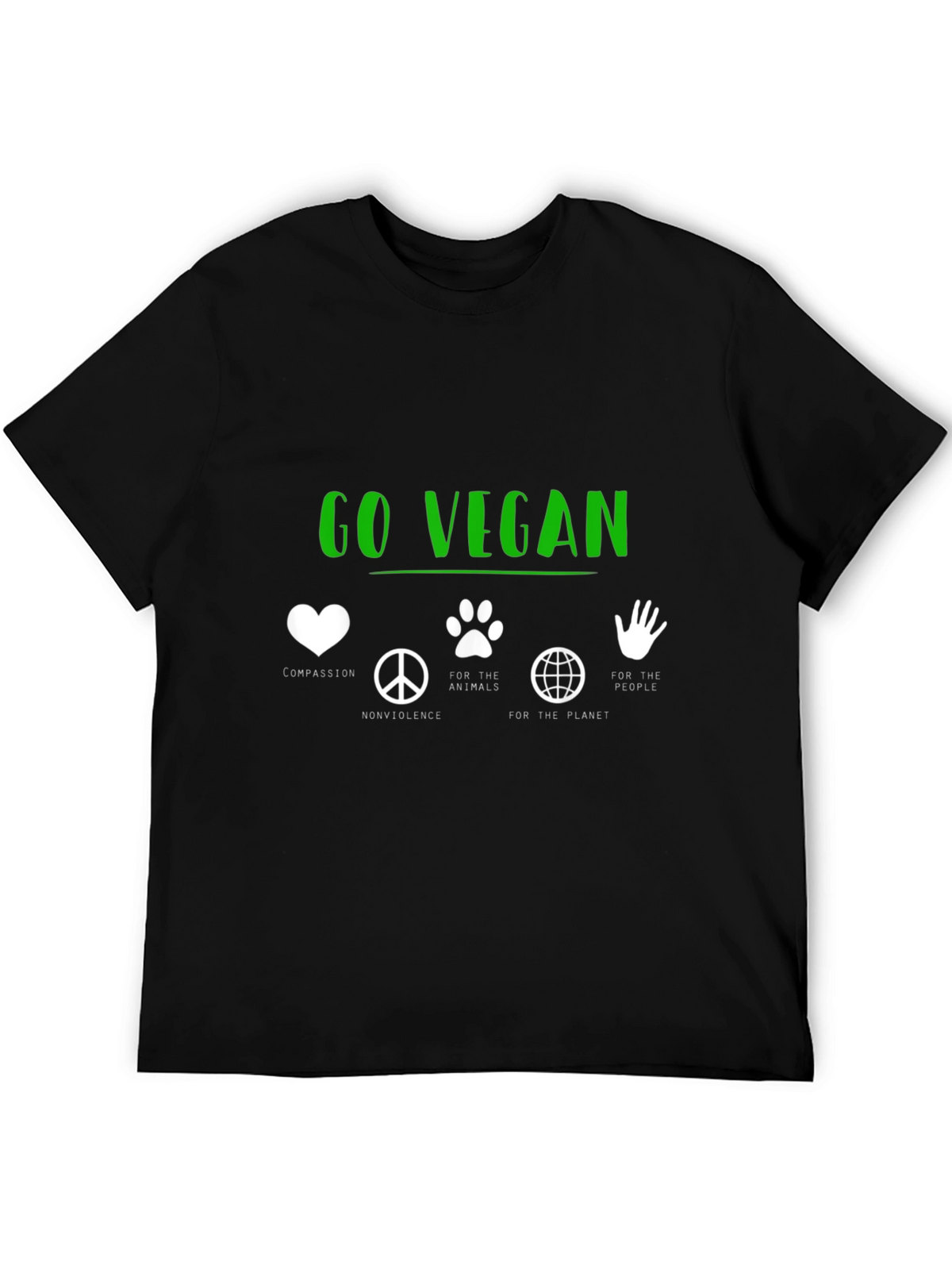 Go Vegan T-Shirt - Compassion Nonviolence Animals Planet People