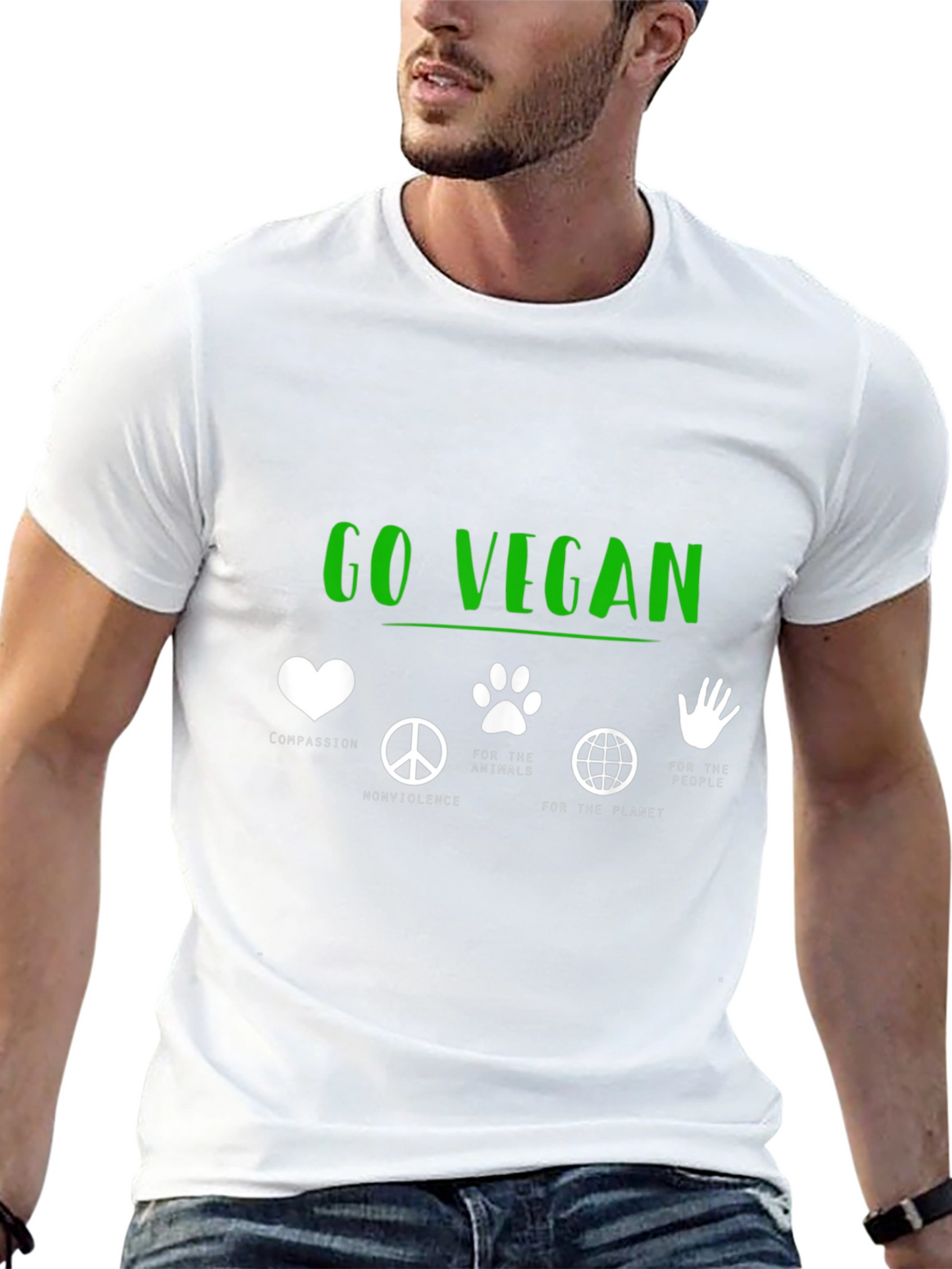 Go Vegan T-Shirt - Compassion Nonviolence Animals Planet People