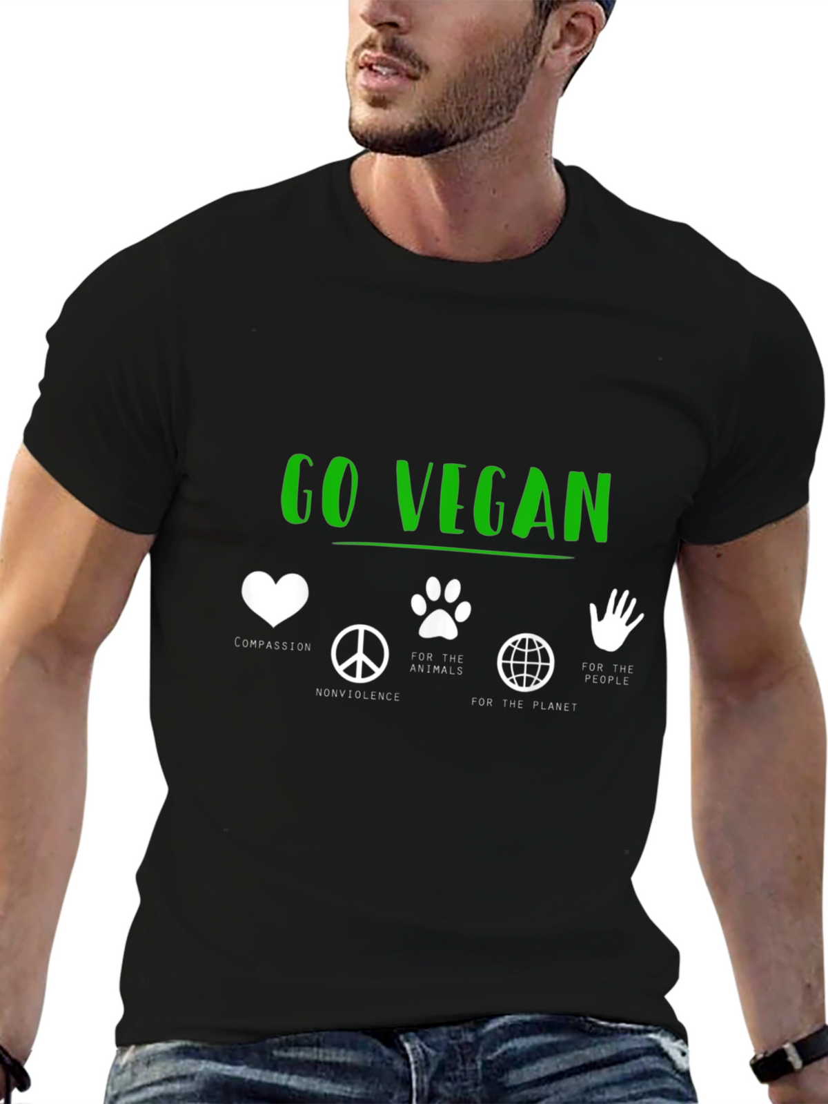 Go Vegan T-Shirt - Compassion Nonviolence Animals Planet People