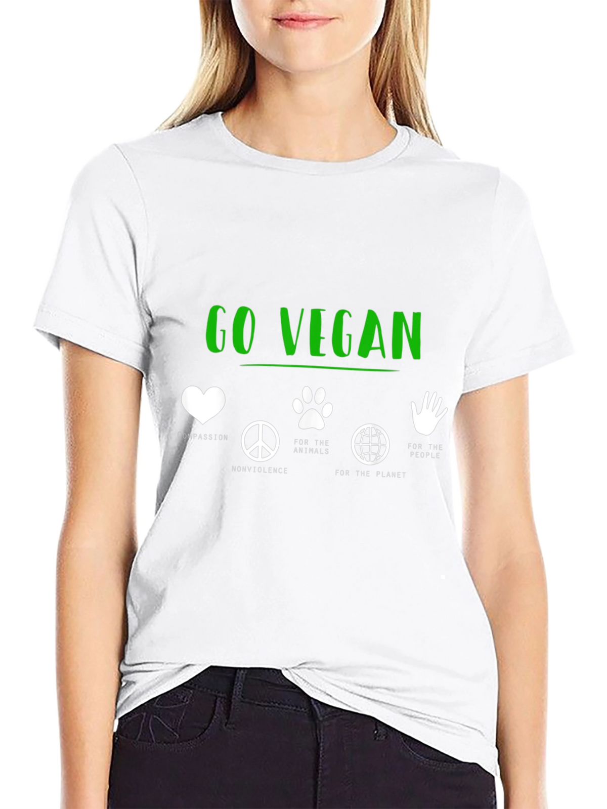 Go Vegan T-Shirt - Compassion Nonviolence Animals Planet People