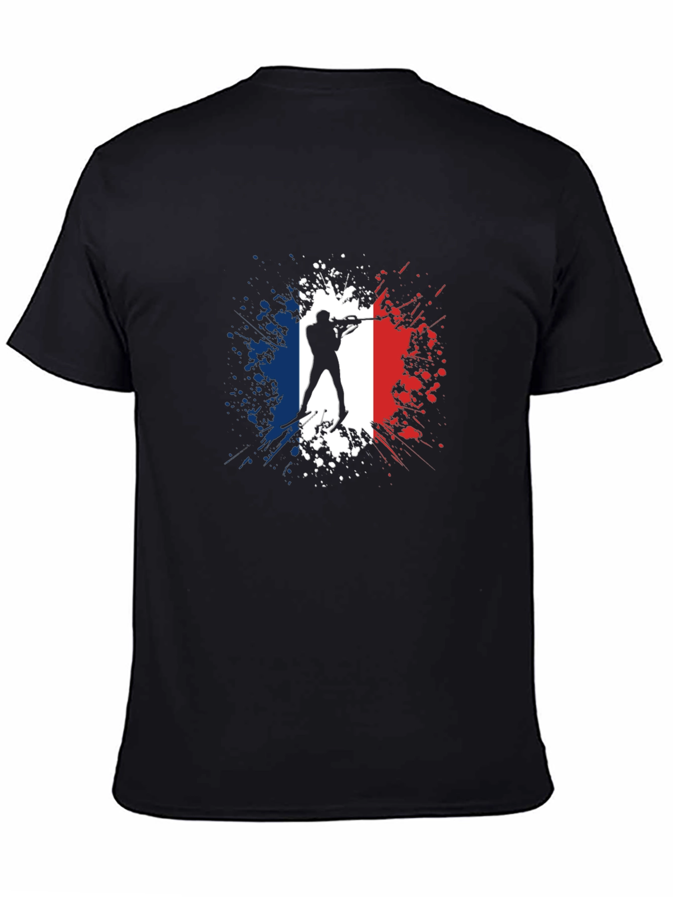 Biathlon France Flag T-Shirt - Skiing Silhouette