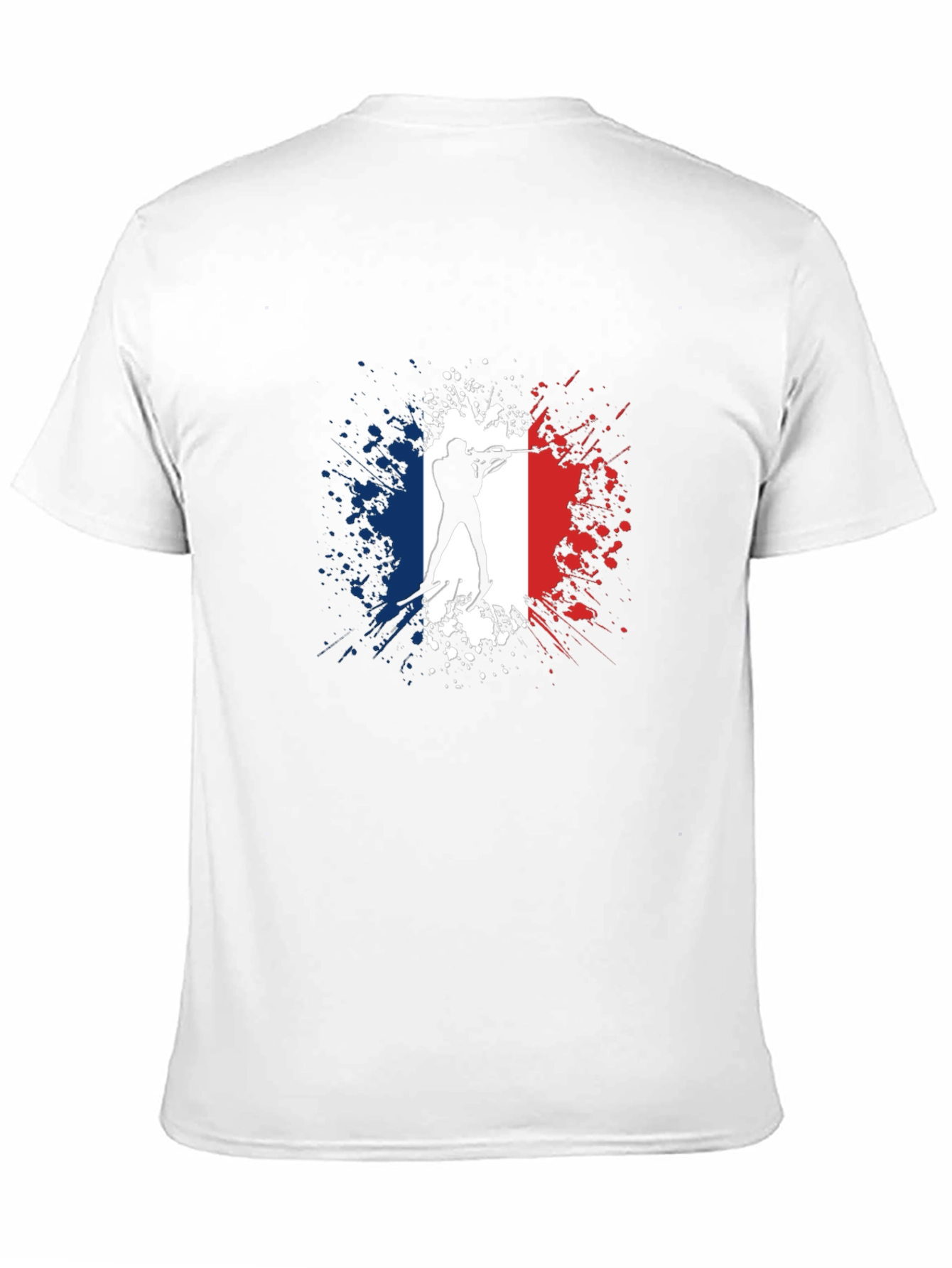 Biathlon France Flag T-Shirt - Skiing Silhouette