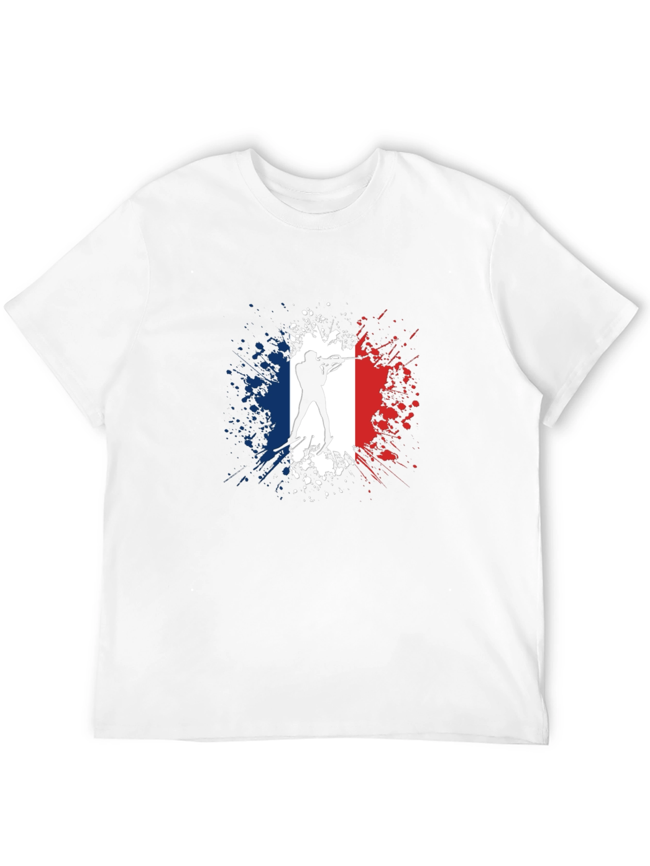 Biathlon France Flag T-Shirt - Skiing Silhouette