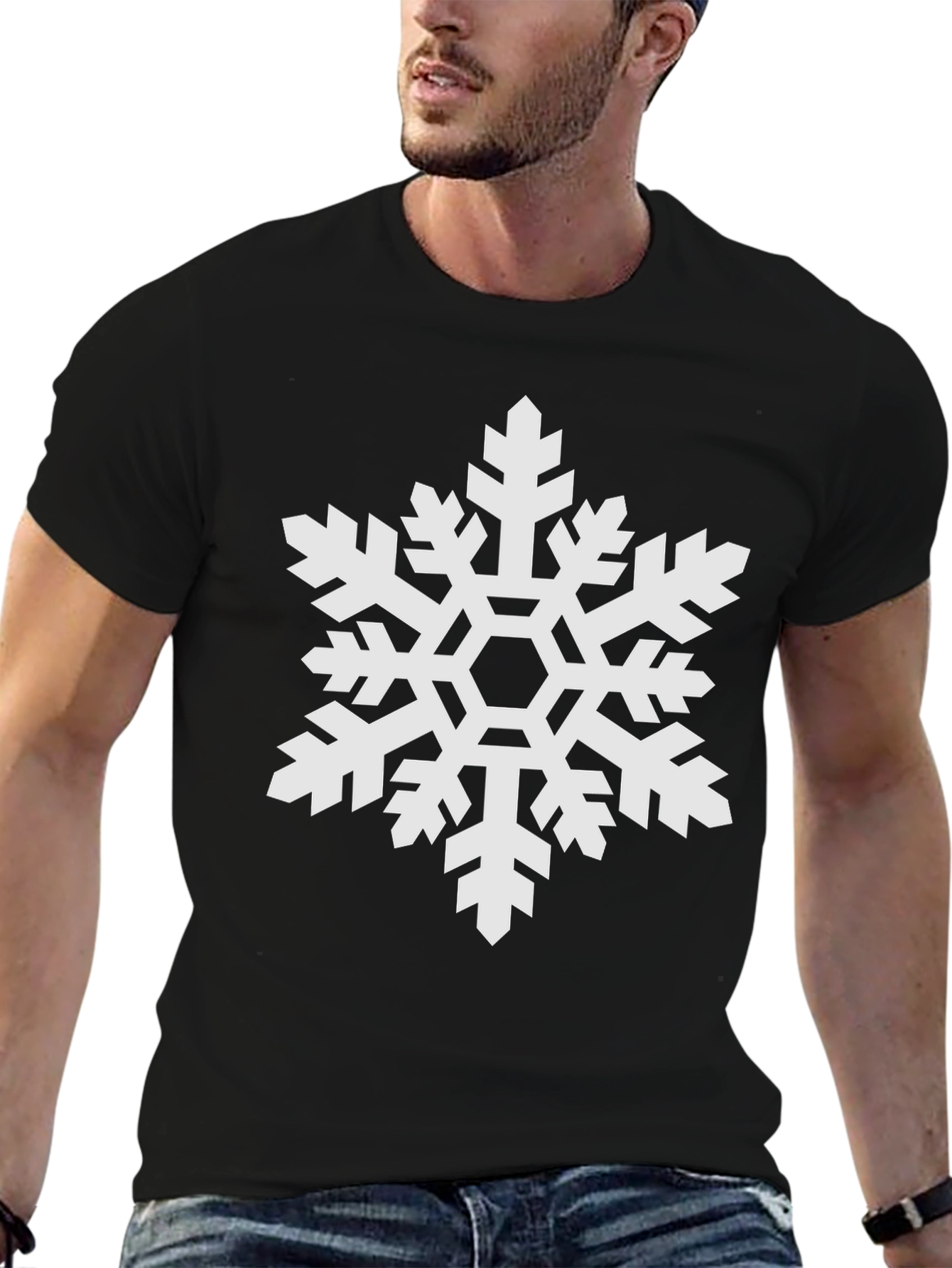 Snowflake Graphic Tee - Black Winter Holiday Shirt
