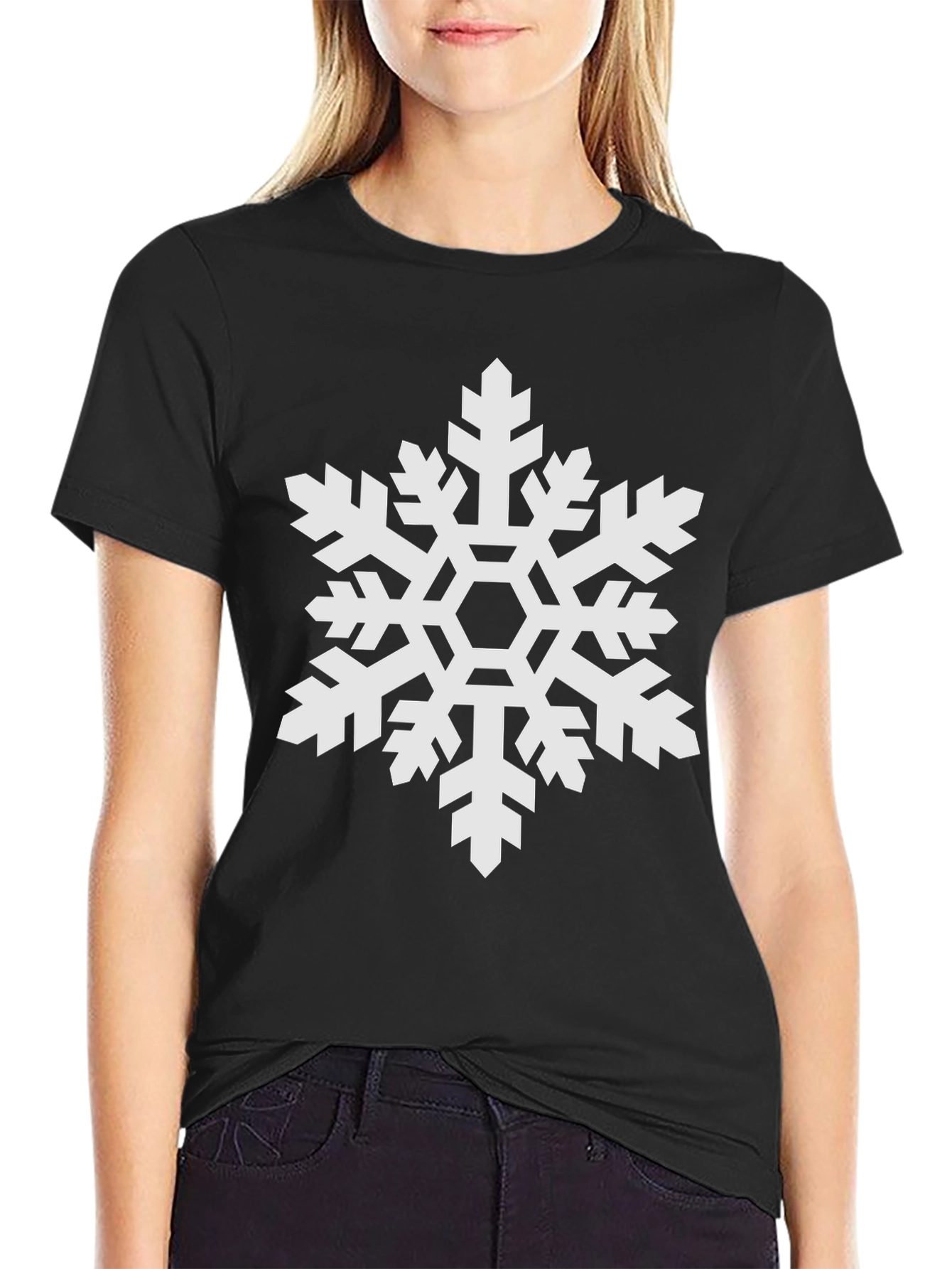 Snowflake Graphic Tee - Black Winter Holiday Shirt
