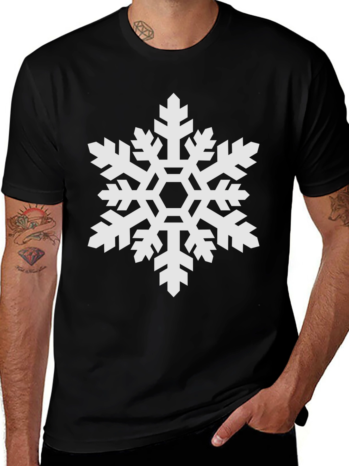 Snowflake Graphic Tee - Black Winter Holiday Shirt