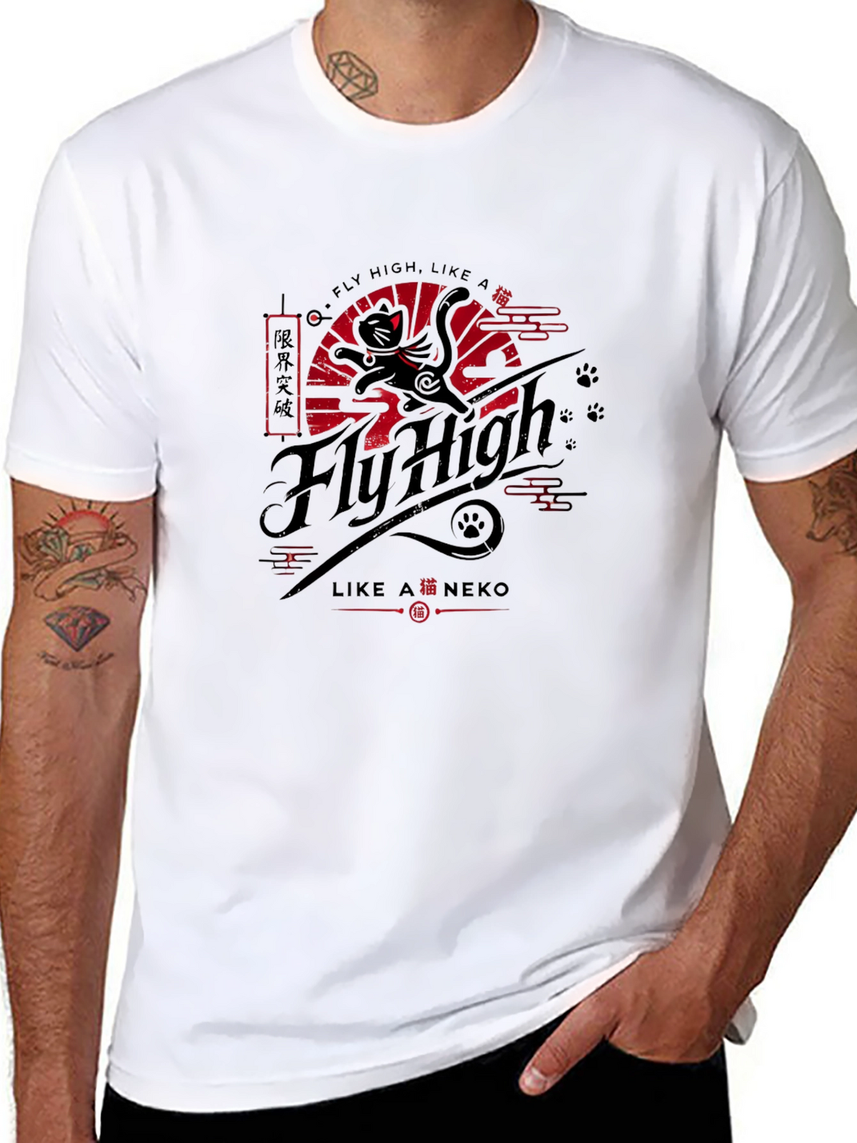 Fly High Neko T-Shirt - Japanese Inspired Design