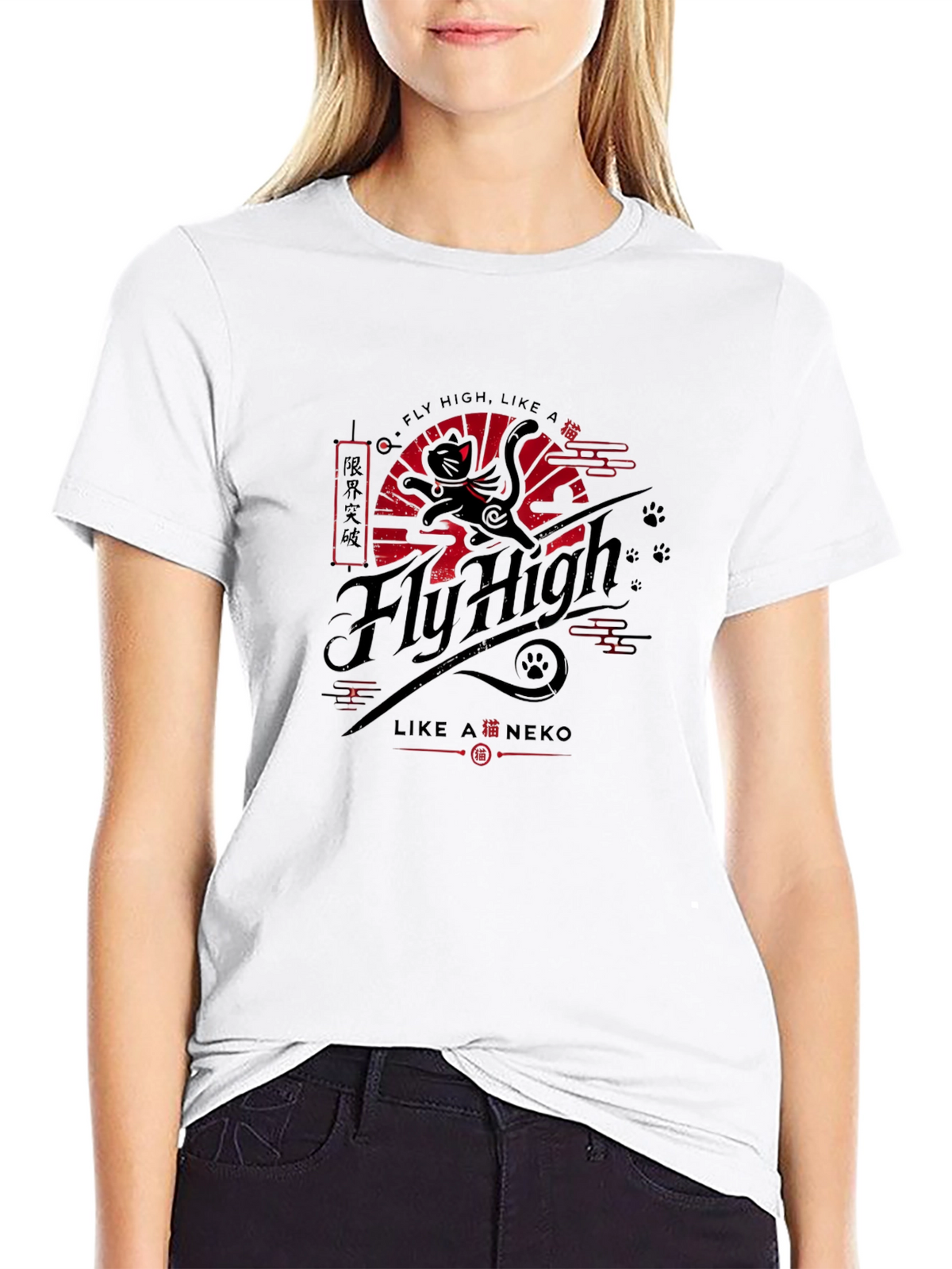 Fly High Neko T-Shirt - Japanese Inspired Design