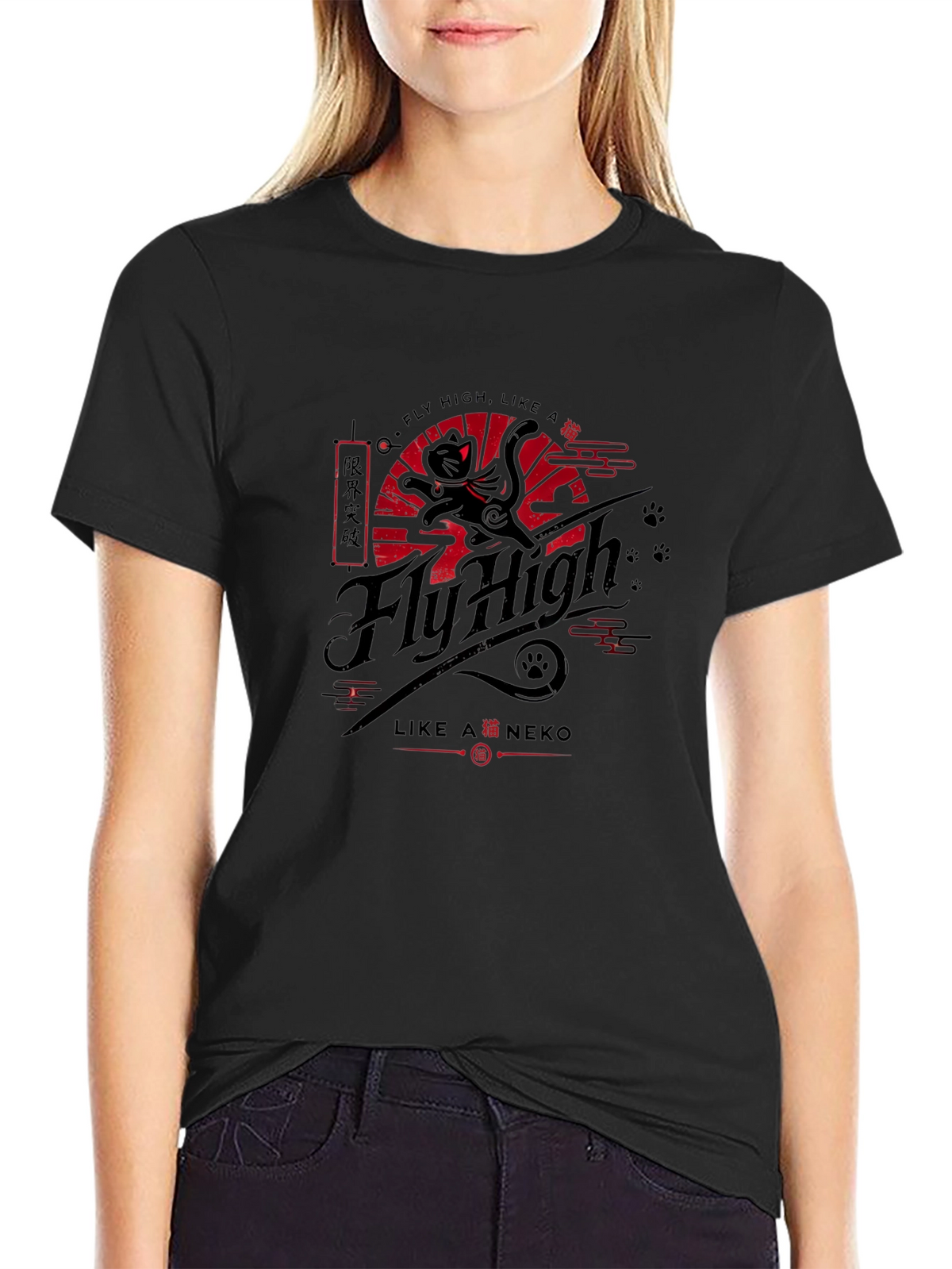 Fly High Neko T-Shirt - Japanese Inspired Design