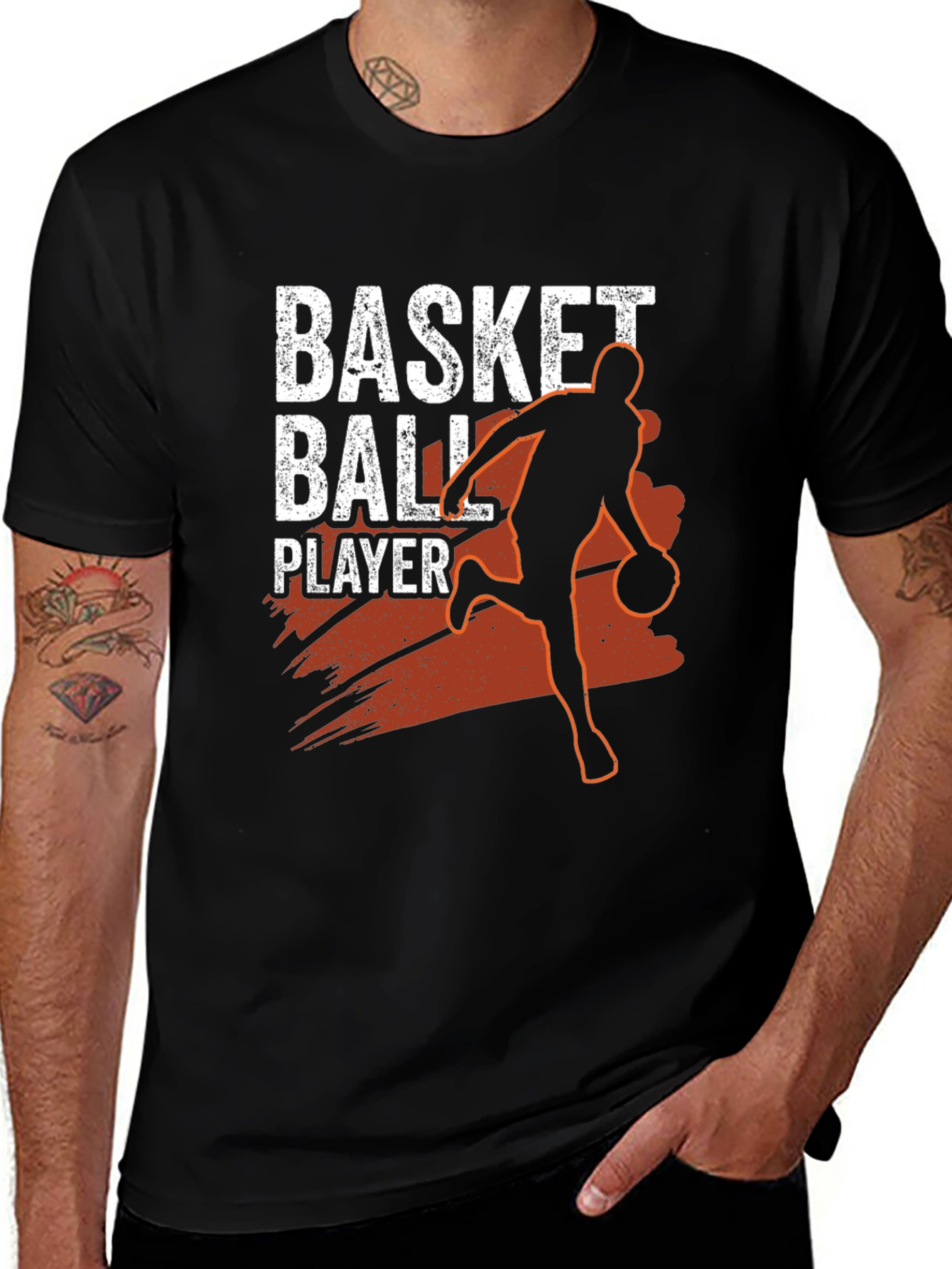 Basketball Player Black Graphic Tee