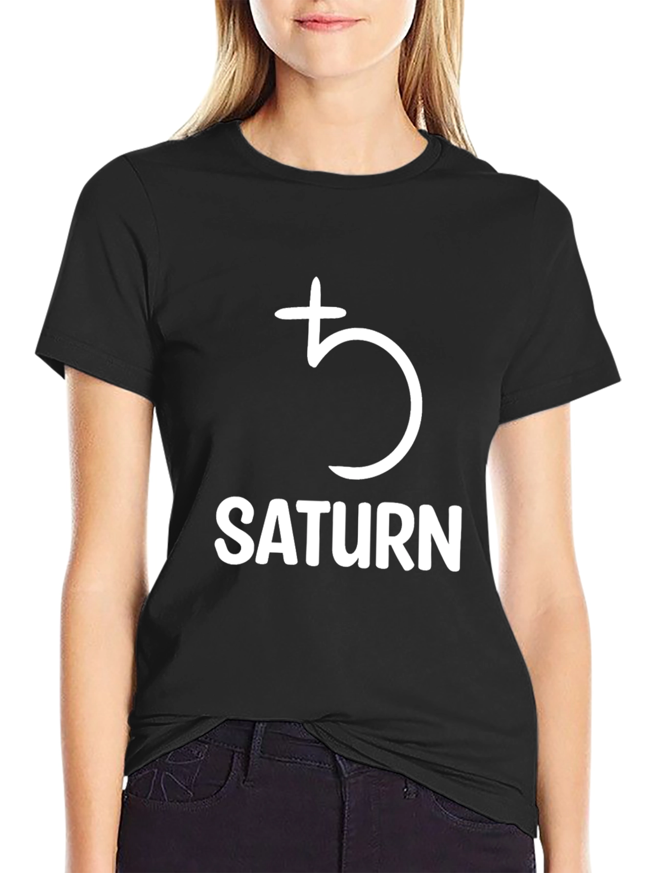 Saturn Planet Graphic T-Shirt - Black Cotton Tee