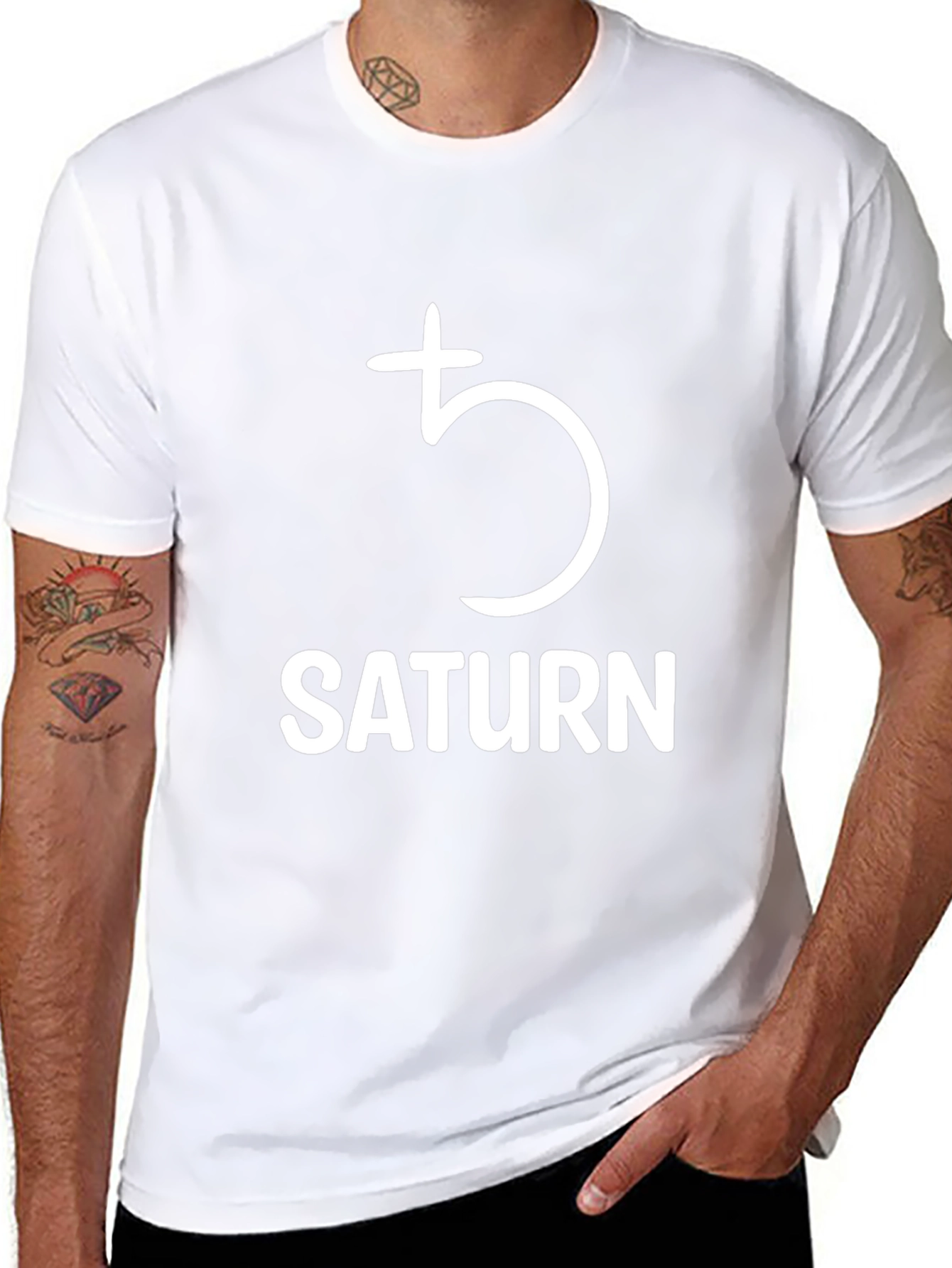 Saturn Planet Graphic T-Shirt - Black Cotton Tee