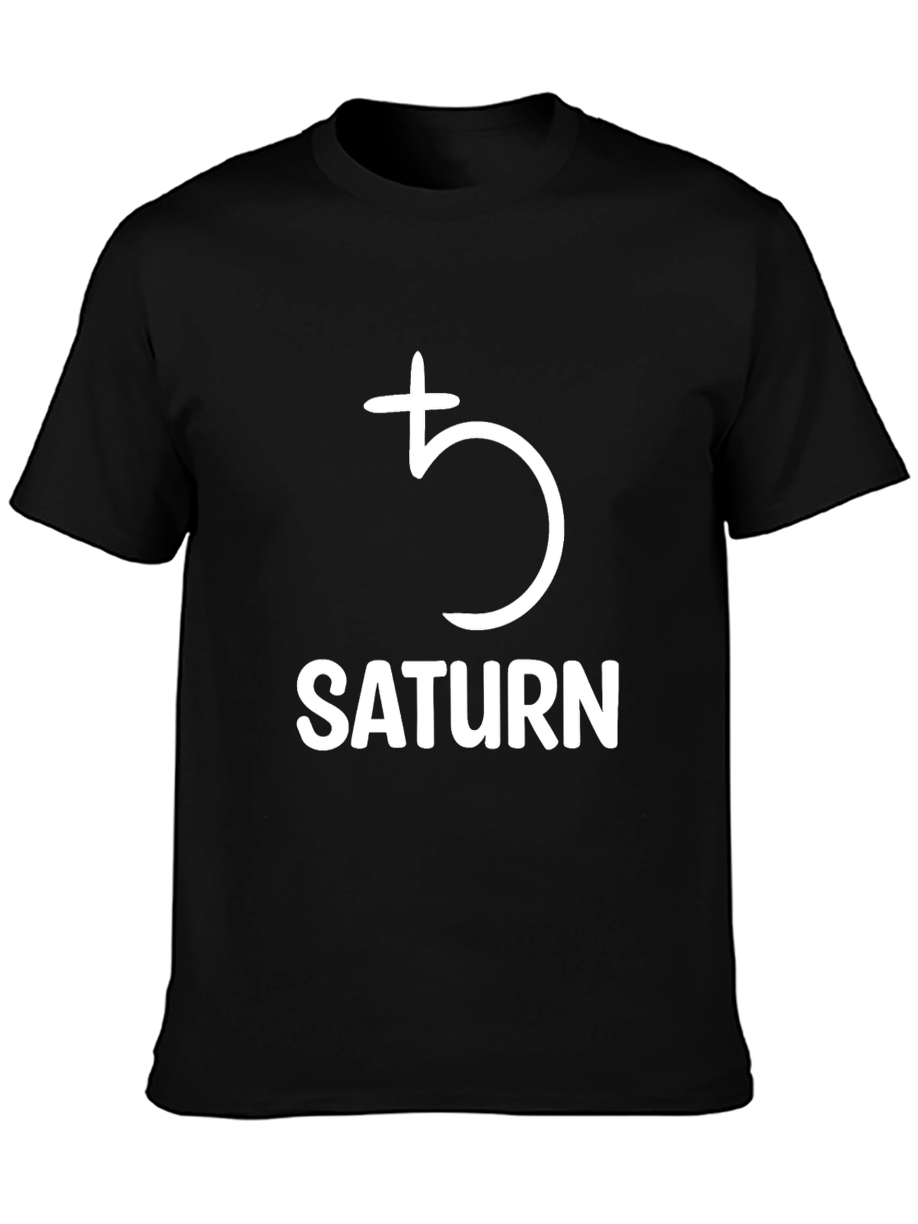 Saturn Planet Graphic T-Shirt - Black Cotton Tee