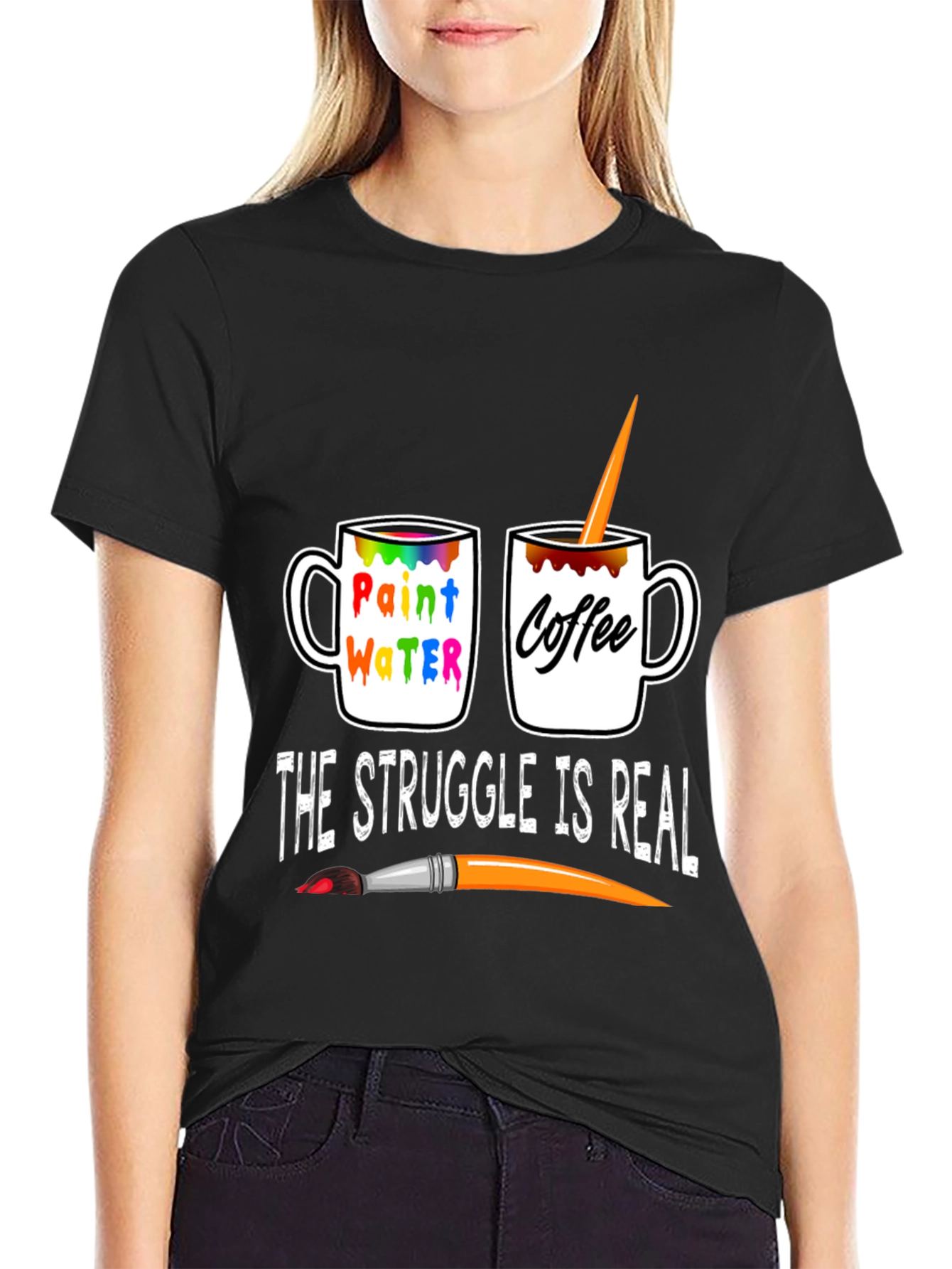 Artists Struggle T-Shirt: Paint Water vs. Coffee!