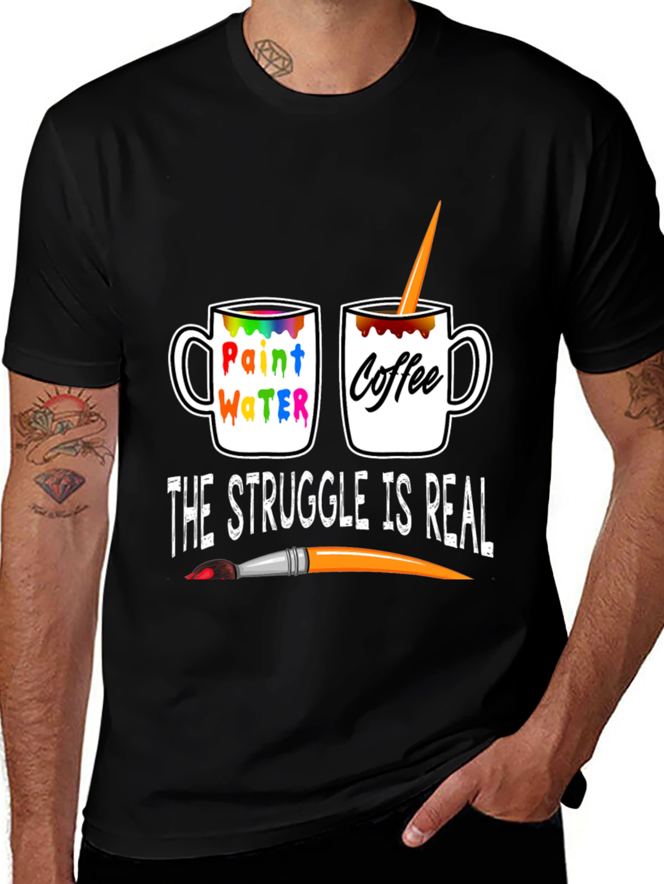 Artists Struggle T-Shirt: Paint Water vs. Coffee!