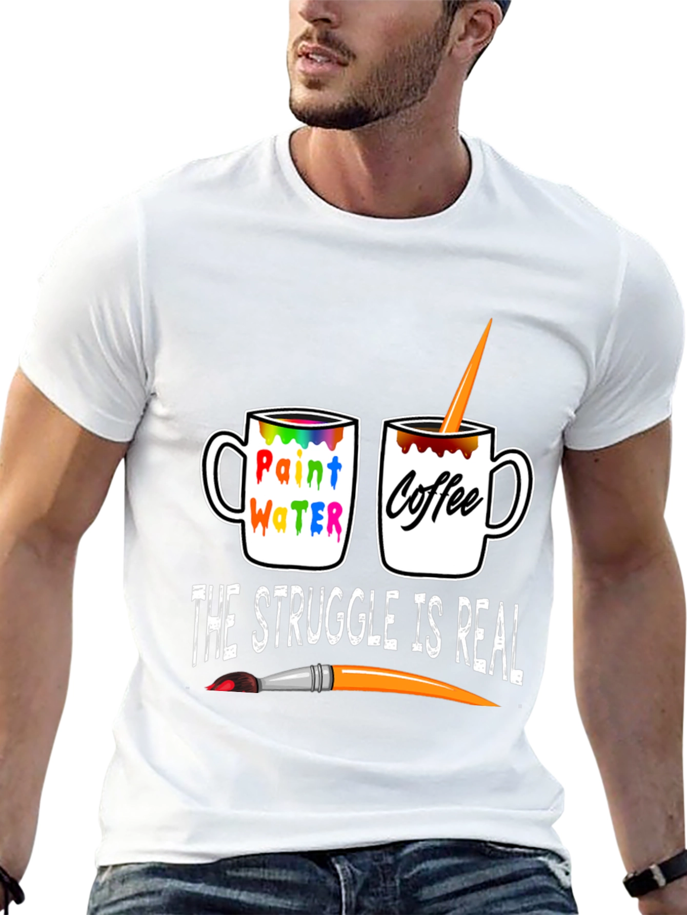 Artists Struggle T-Shirt: Paint Water vs. Coffee!
