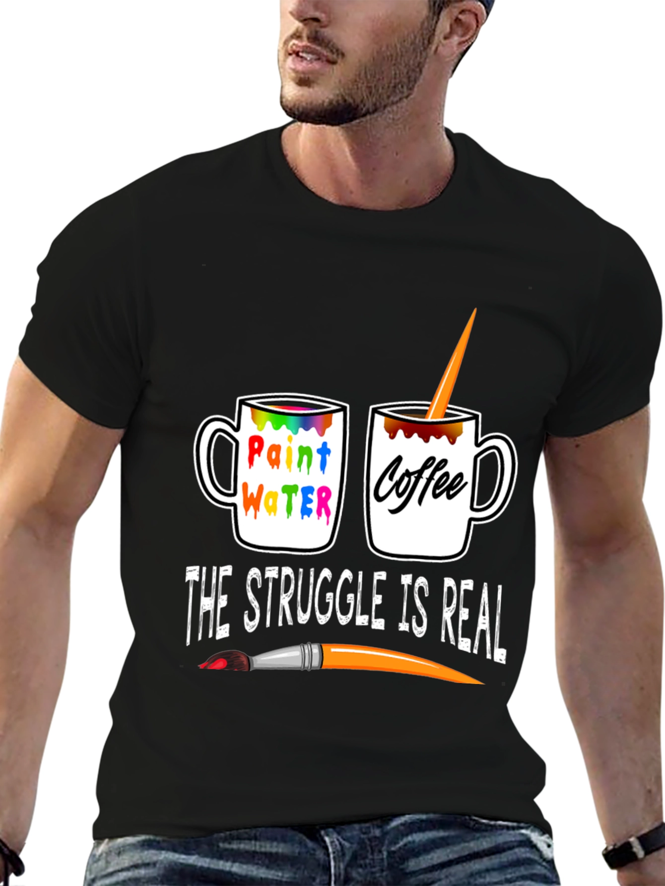 Artists Struggle T-Shirt: Paint Water vs. Coffee!