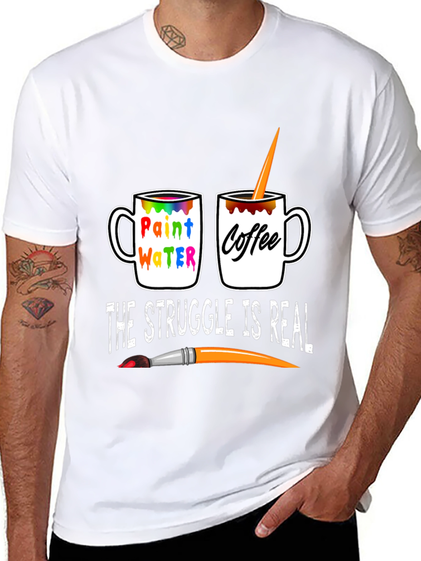 Artists Struggle T-Shirt: Paint Water vs. Coffee!