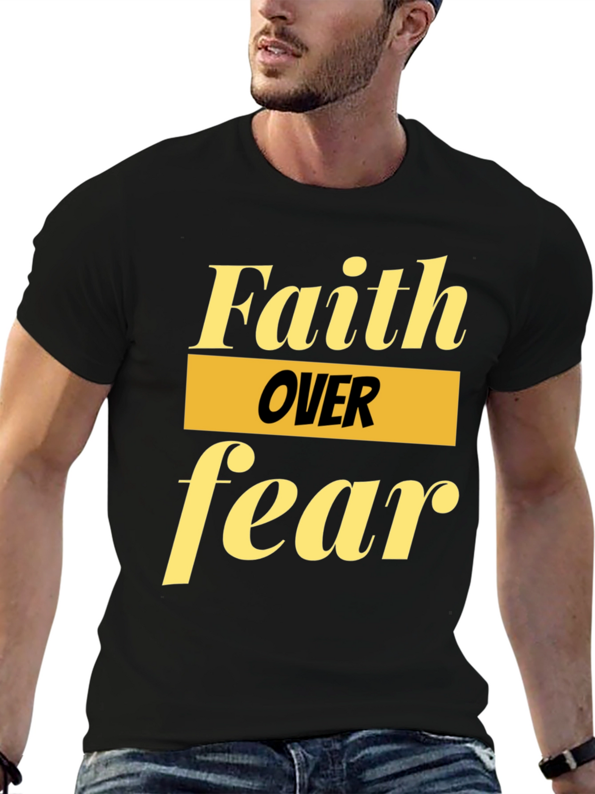 Faith Over Fear Graphic Tee - Inspirational Black T-Shirt