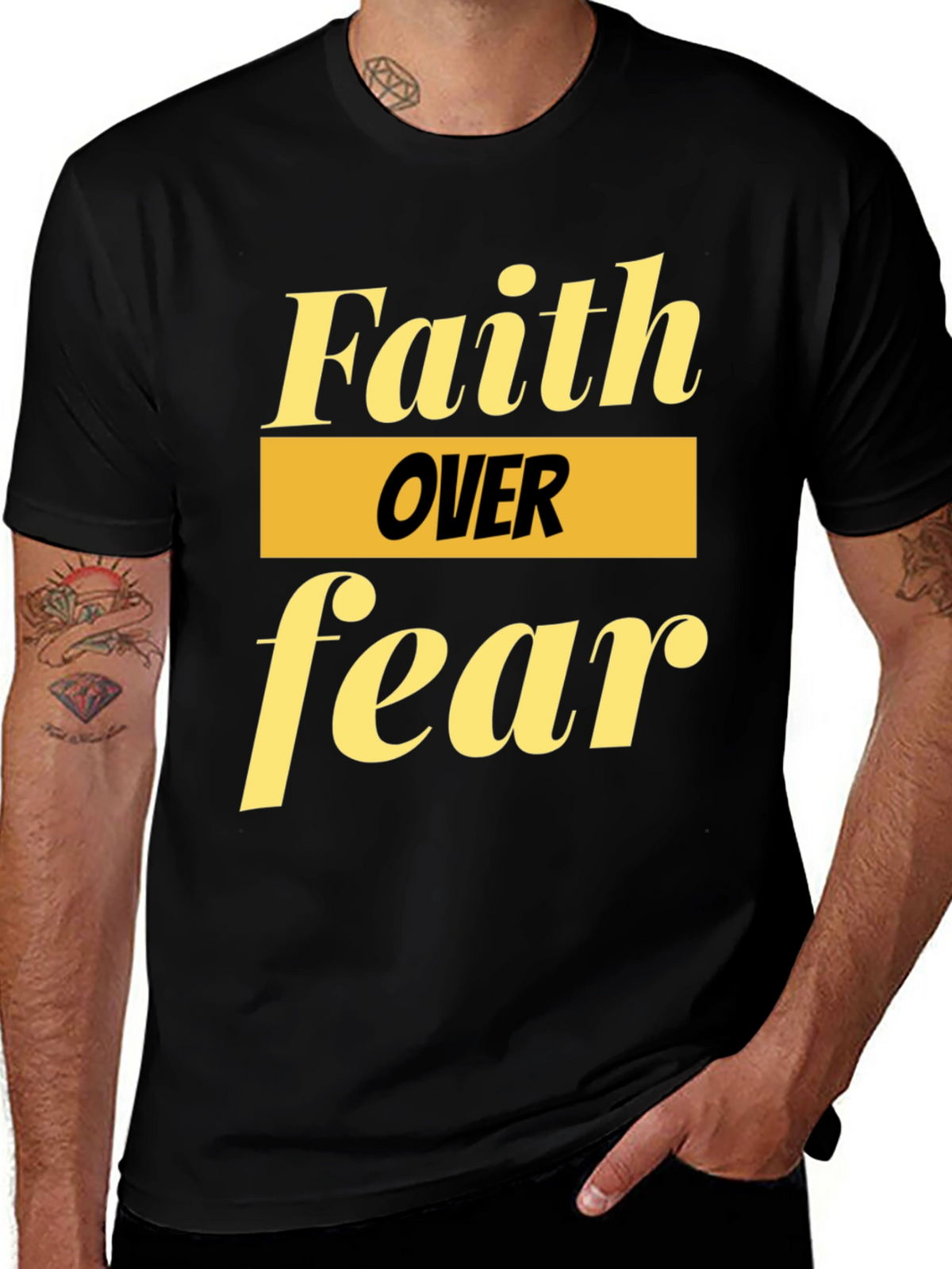 Faith Over Fear Graphic Tee - Inspirational Black T-Shirt