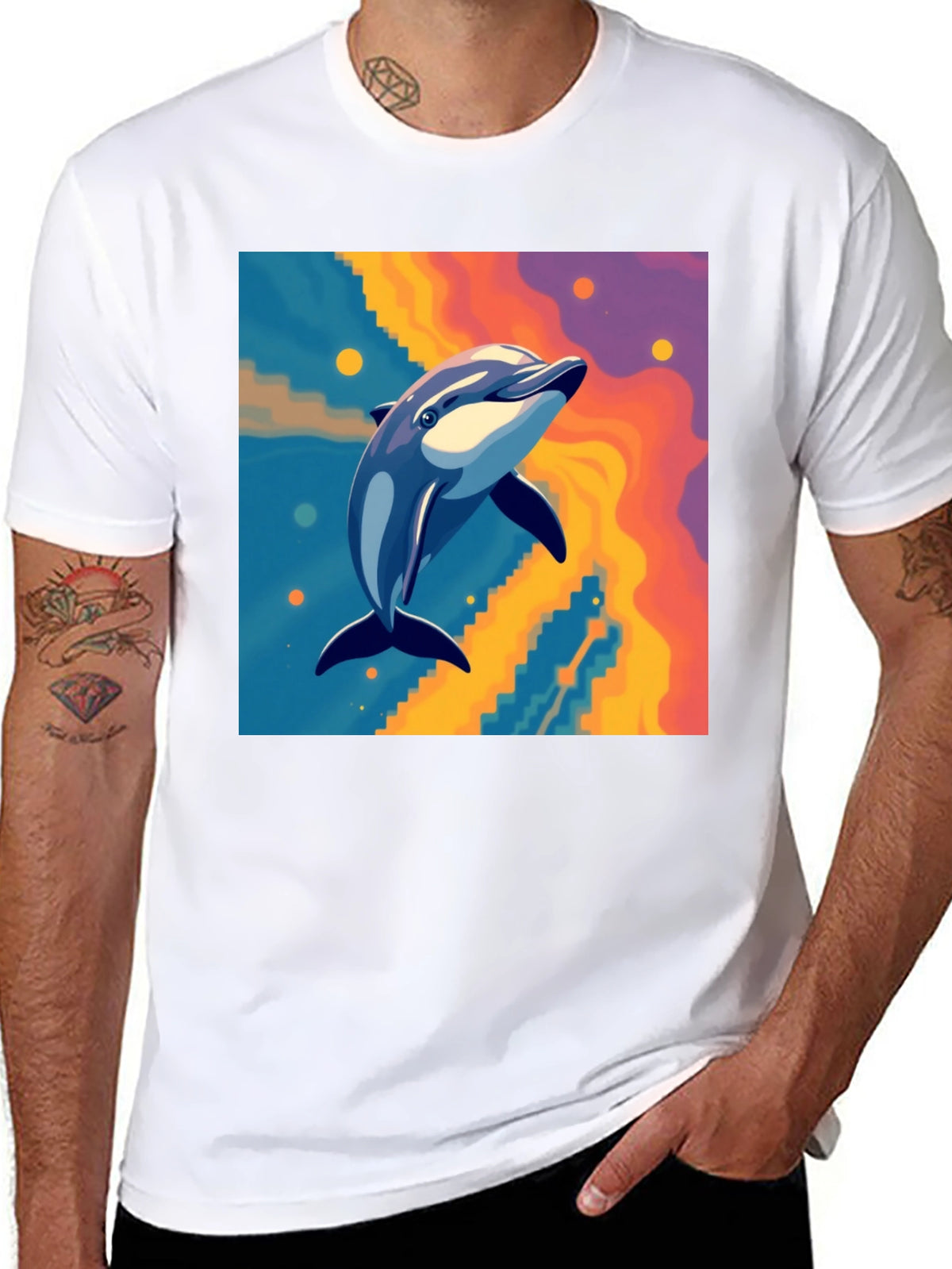 Dolphin Graphic Tee - Vibrant Art Print