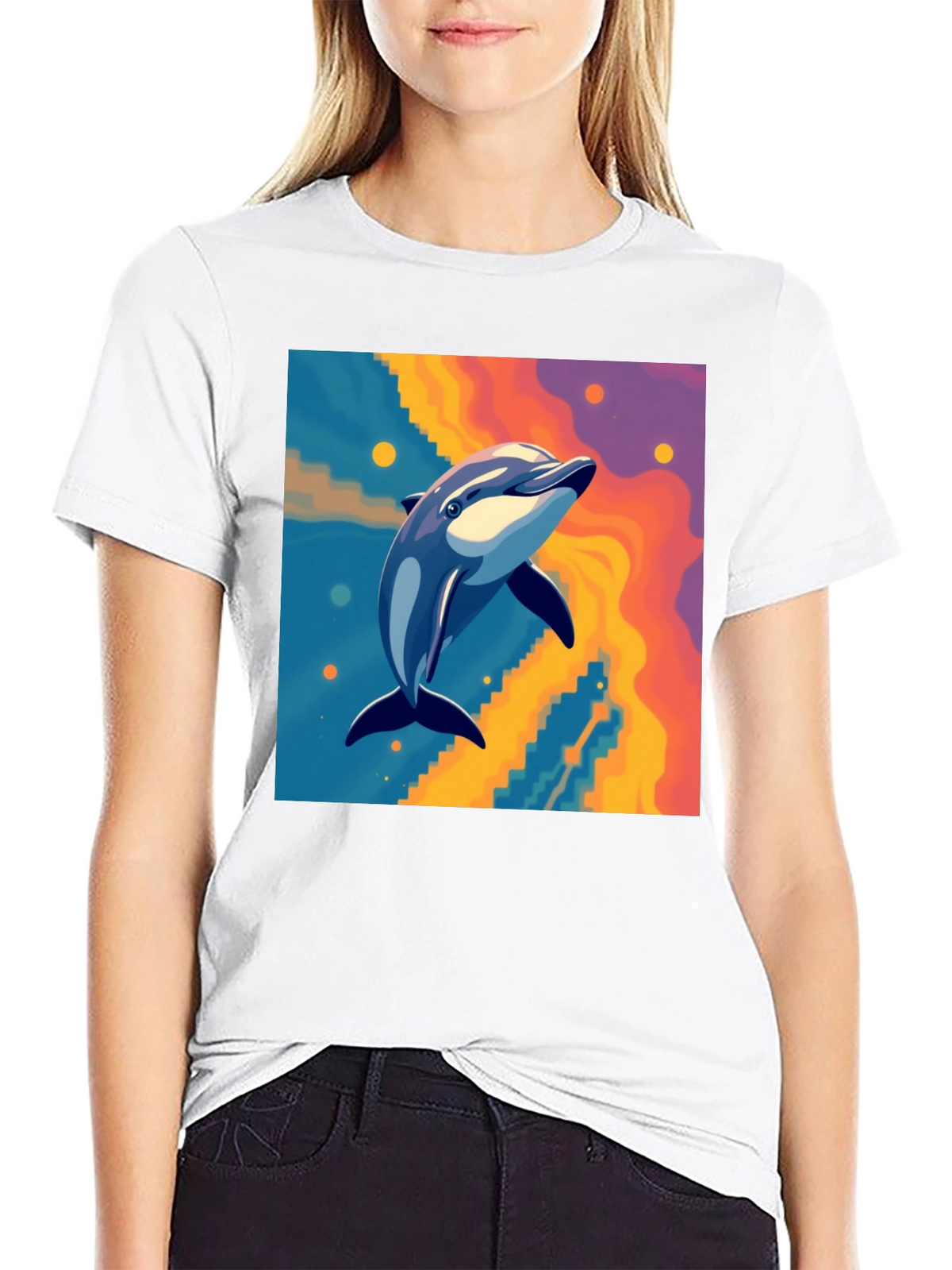 Dolphin Graphic Tee - Vibrant Art Print