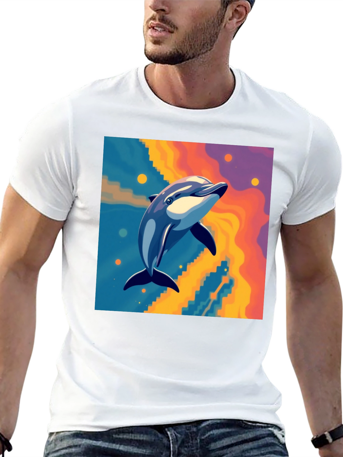 Dolphin Graphic Tee - Vibrant Art Print