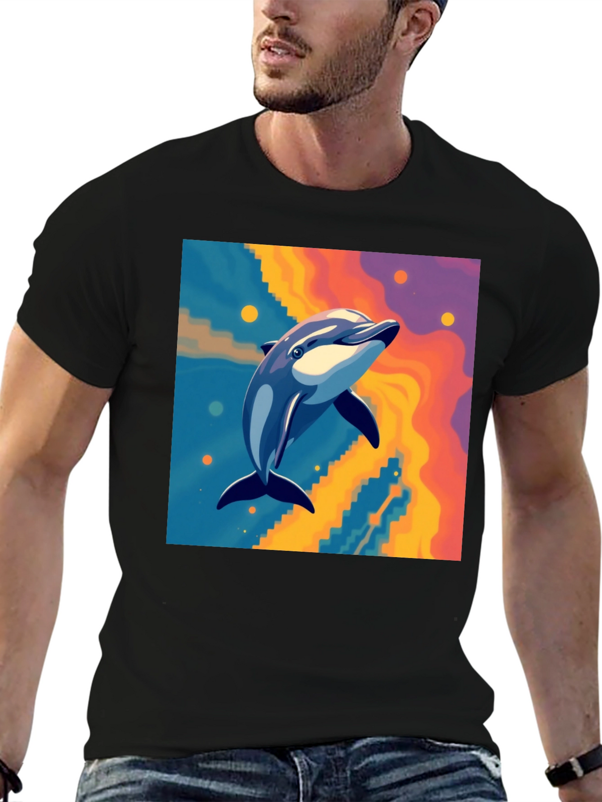 Dolphin Graphic Tee - Vibrant Art Print