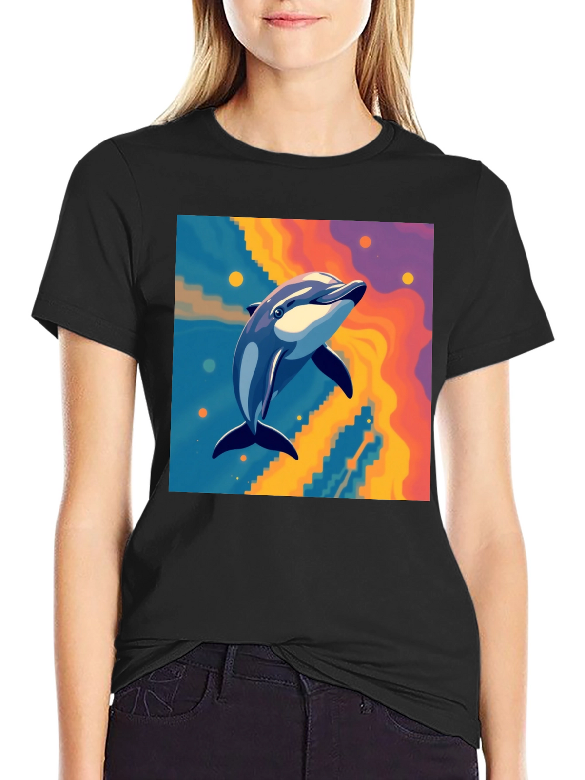 Dolphin Graphic Tee - Vibrant Art Print